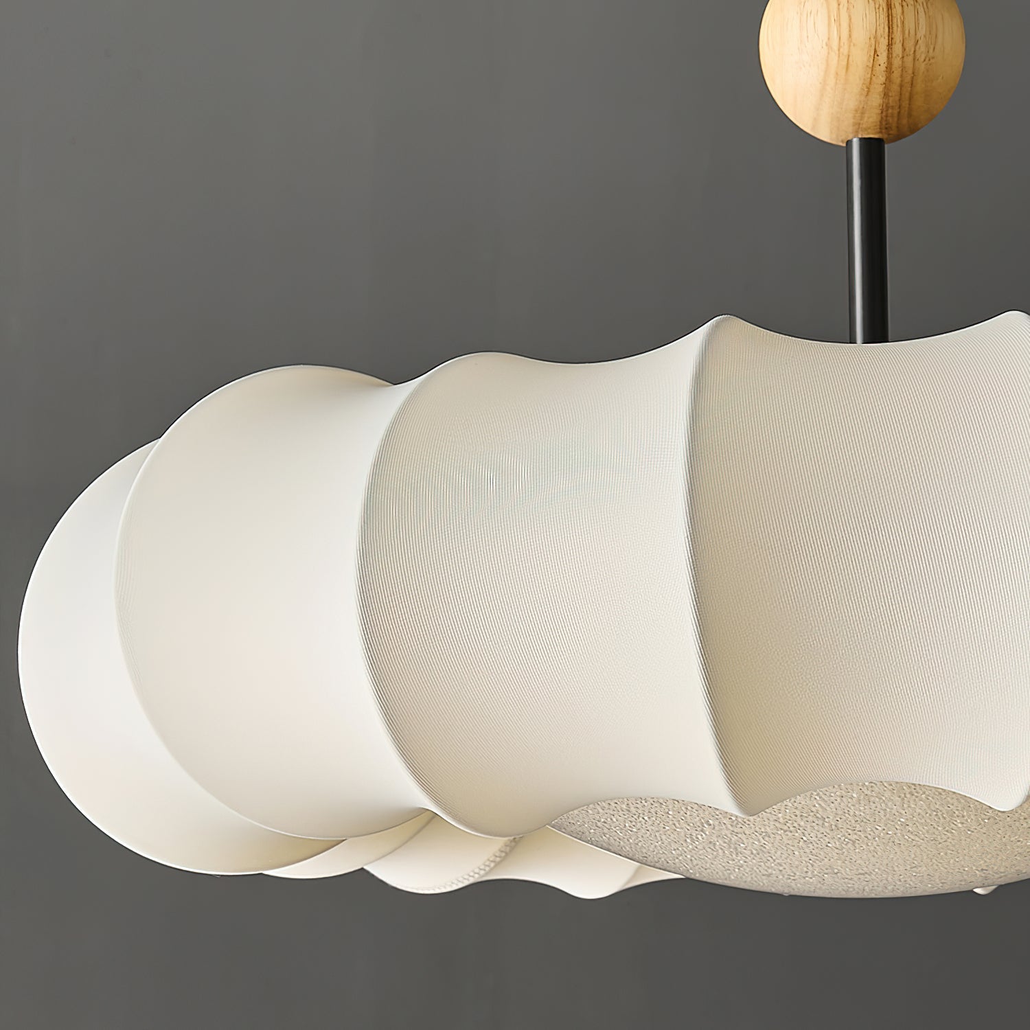 Virelli Suspension Abat-jour en Tissu Pétale Perle en Bois Wabi-Sabi Organique Cozy