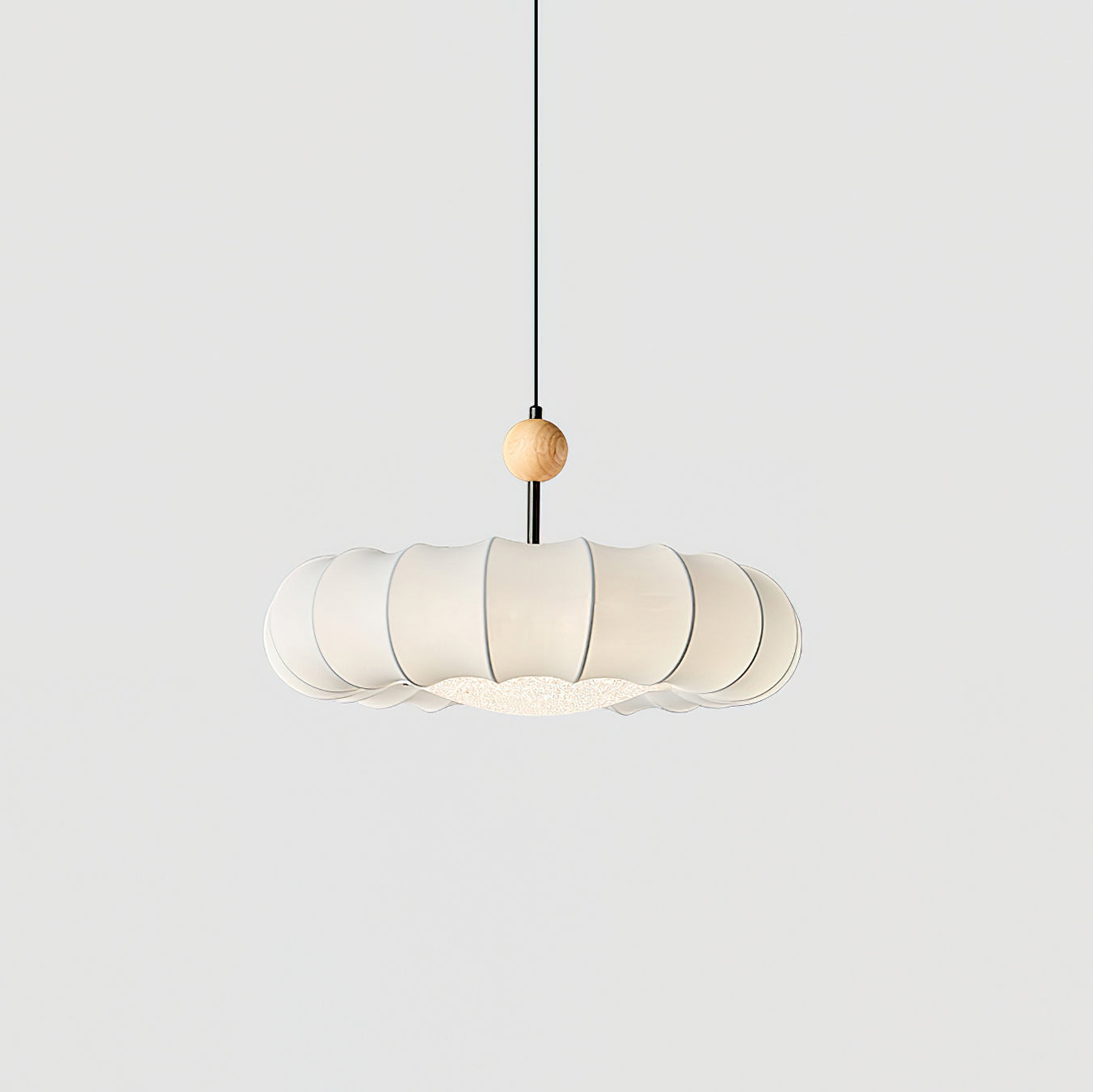 Virelli Suspension Abat-jour en Tissu Pétale Perle en Bois Wabi-Sabi Organique Cozy