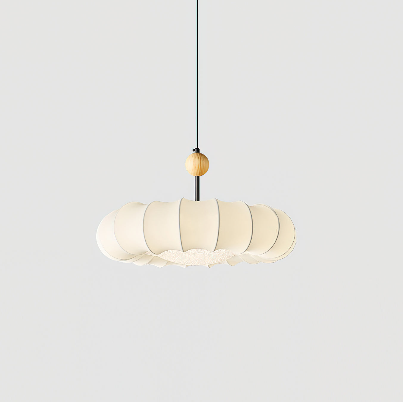 Virelli Suspension Abat-jour en Tissu Pétale Perle en Bois Wabi-Sabi Organique Cozy