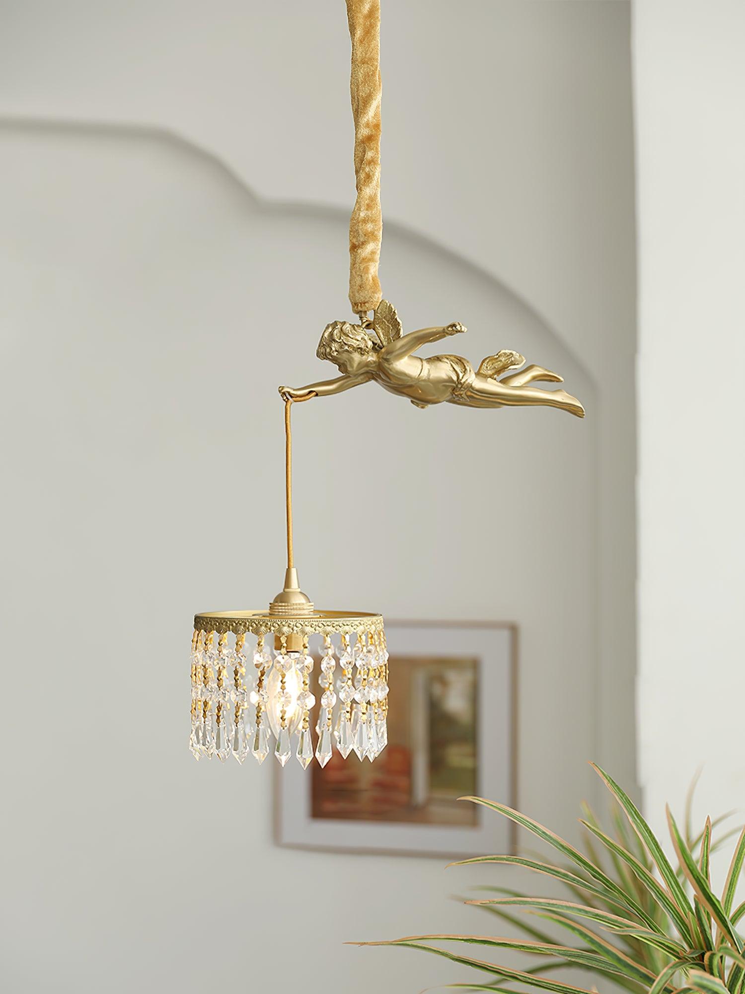 Calytra Suspension Artistique Laiton Cristal