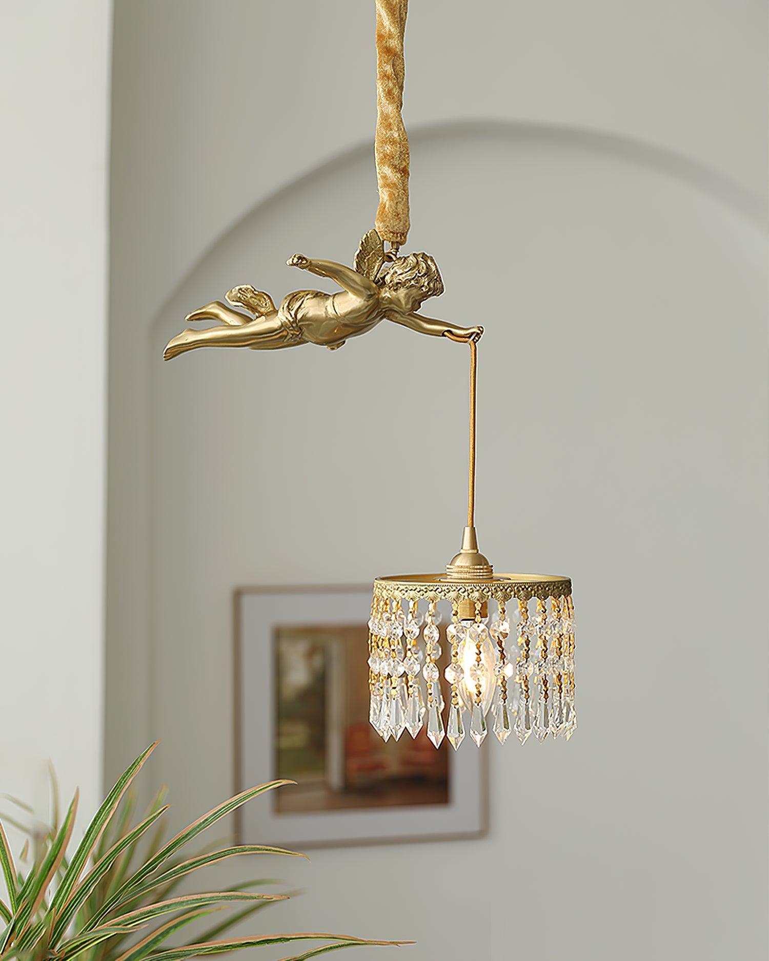 Calytra Suspension Artistique Laiton Cristal