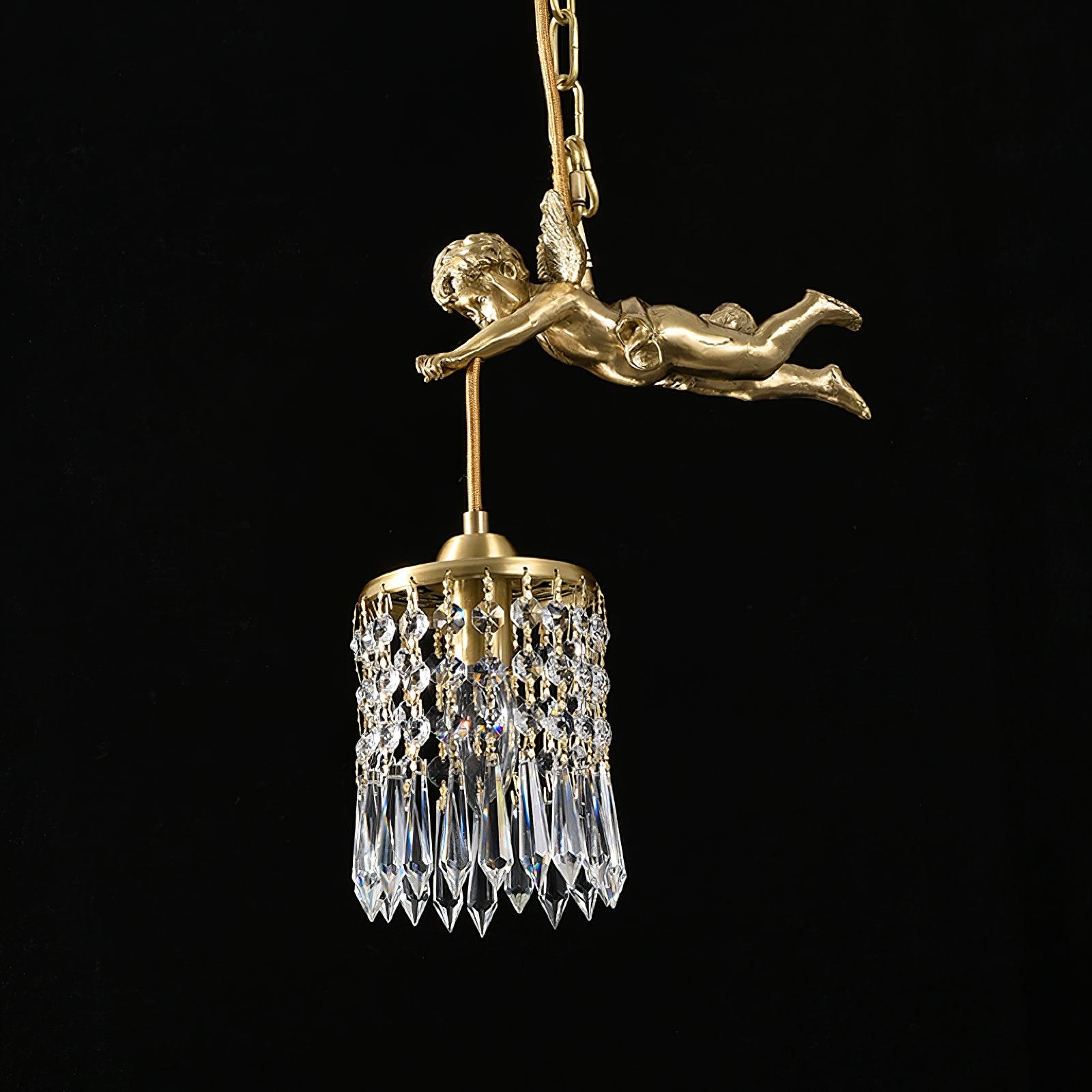 Calytra Suspension Artistique Laiton Cristal