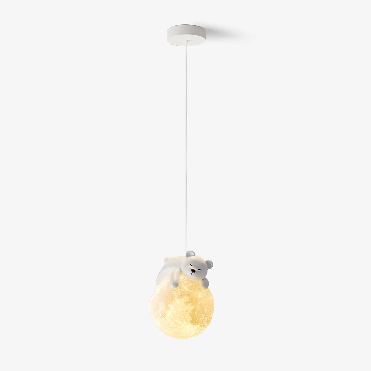 Lustra Suspension Lampe Ours Lune pour Chambre d'Enfant