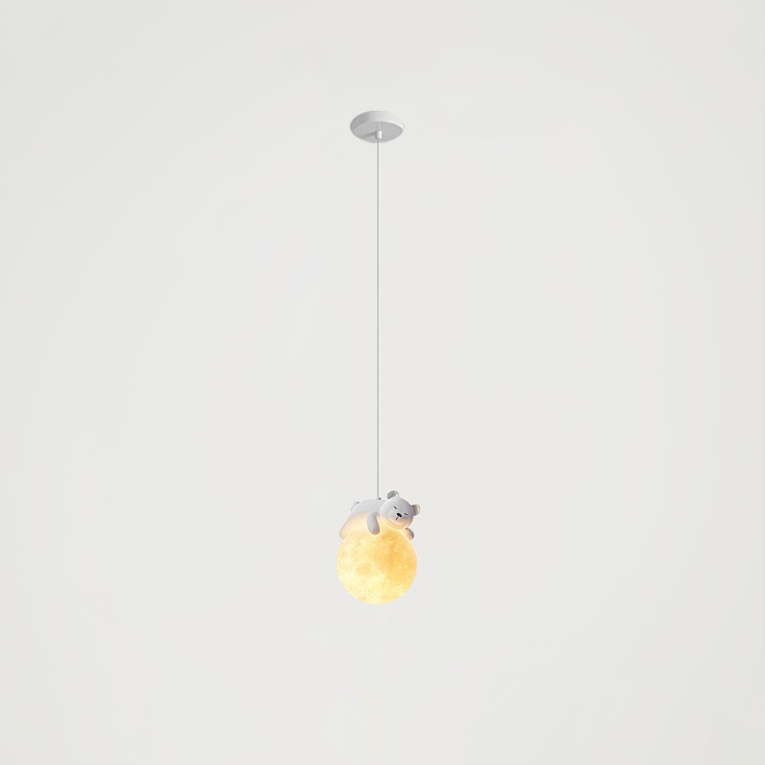 Lustra Suspension Lampe Ours Lune pour Chambre d'Enfant