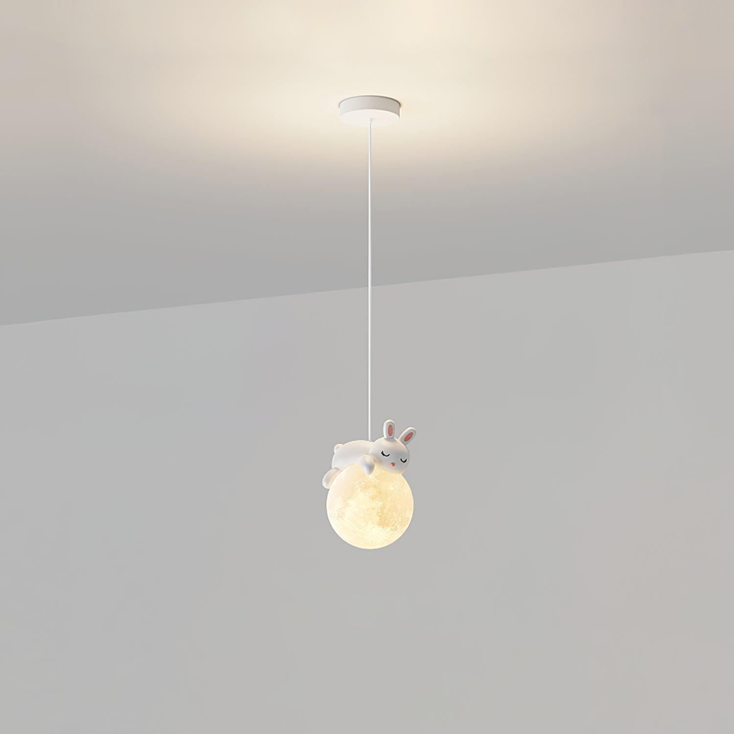 Lustra Suspension Lampe Ours Lune pour Chambre d'Enfant