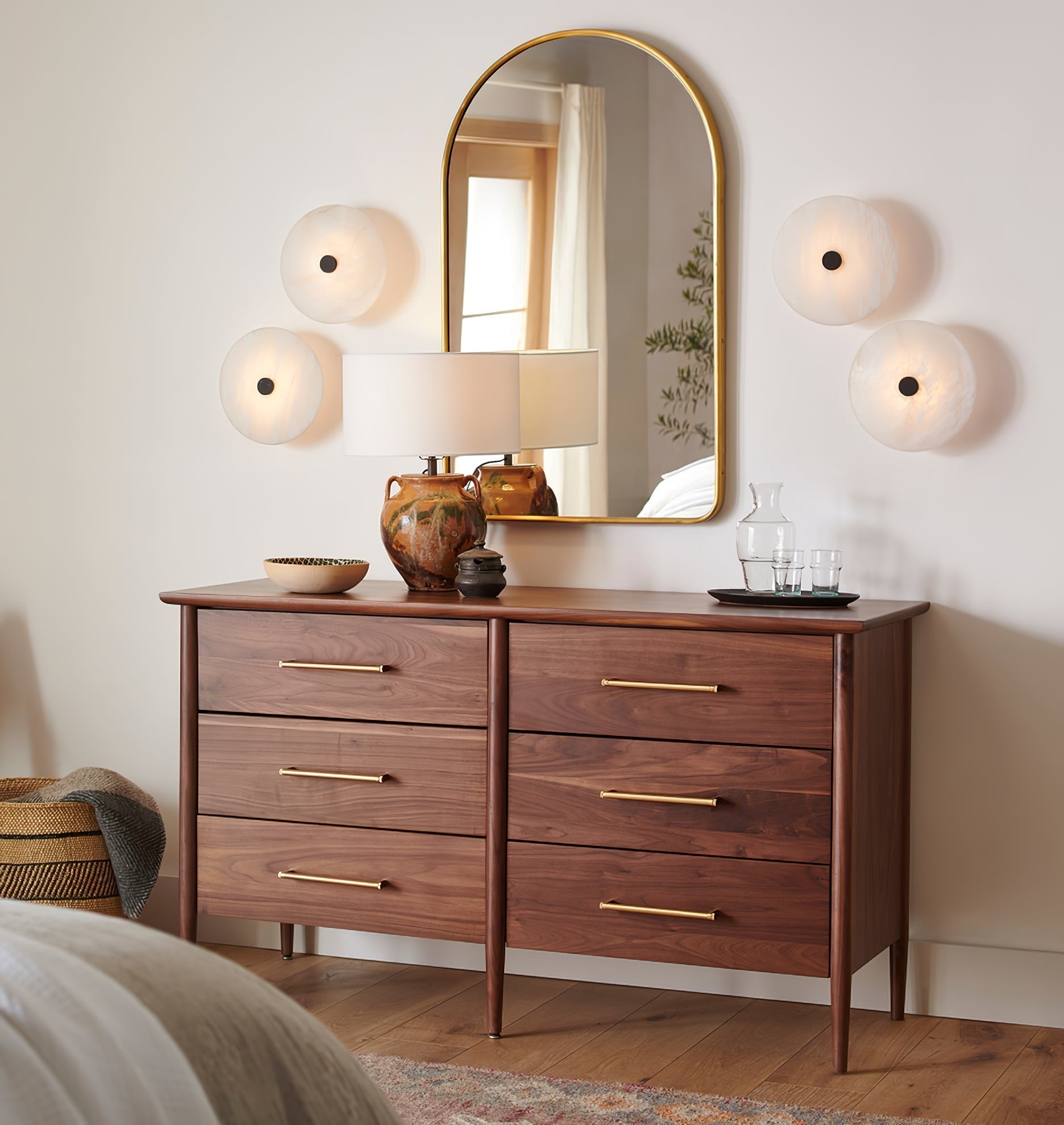 Jarnbruvyn Lampe de Plafond en Métal Laiton et Albâtre Moderne
