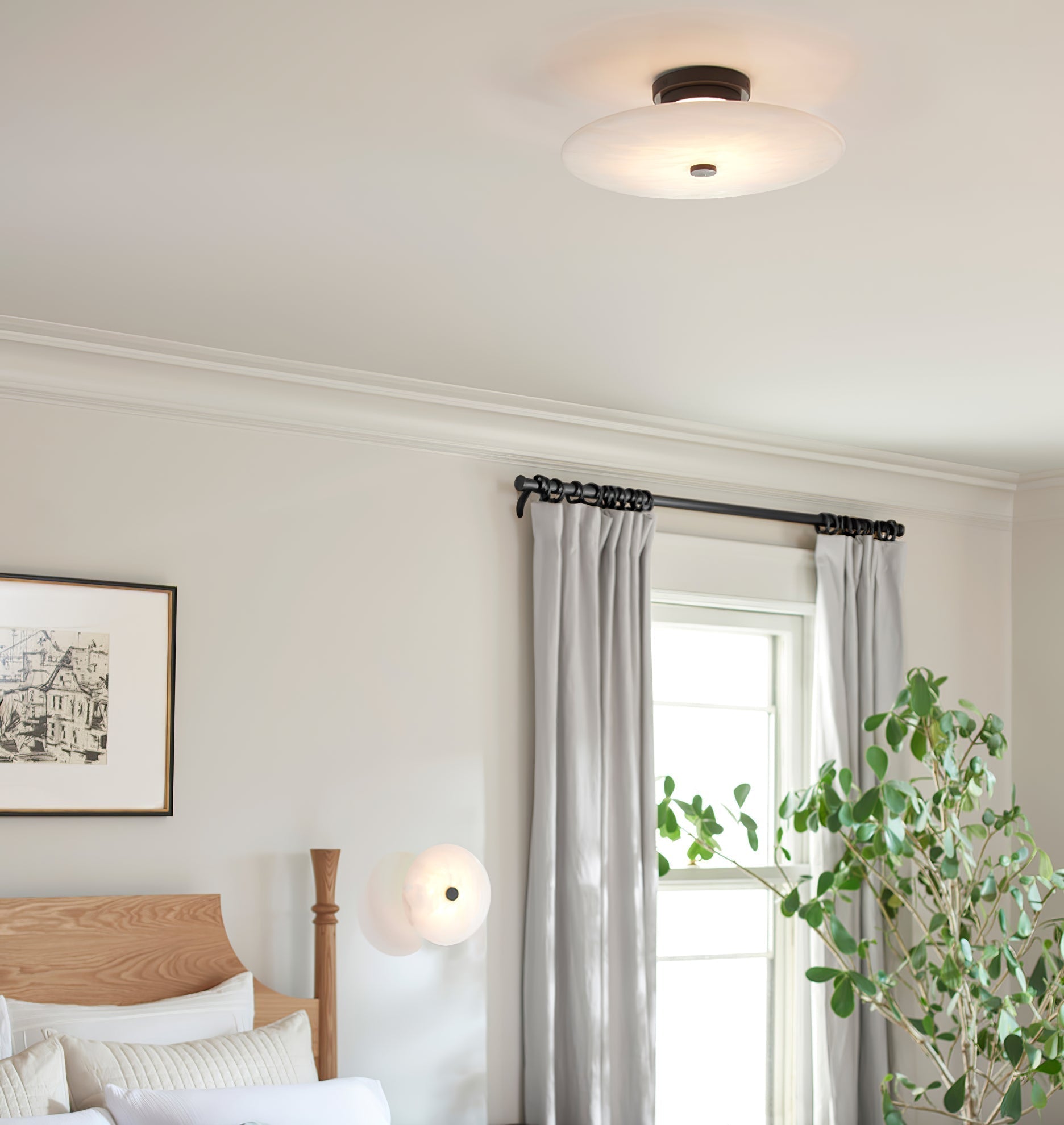 Jarnbruvyn Lampe de Plafond en Métal Laiton et Albâtre Moderne