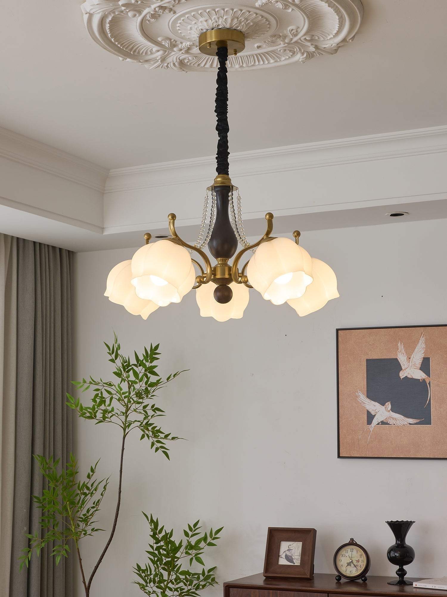 Lustra Lustre Bois Verre Vintage