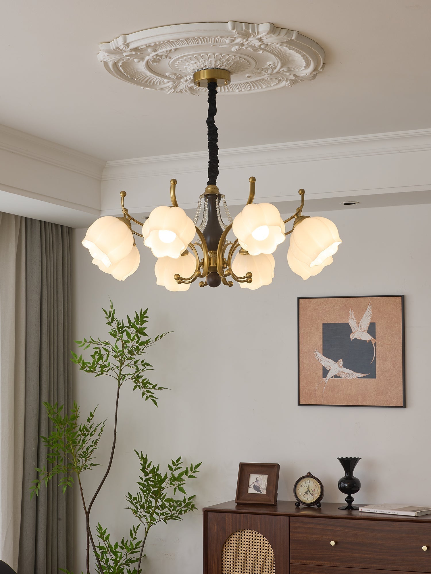 Lustra Lustre Bois Verre Vintage