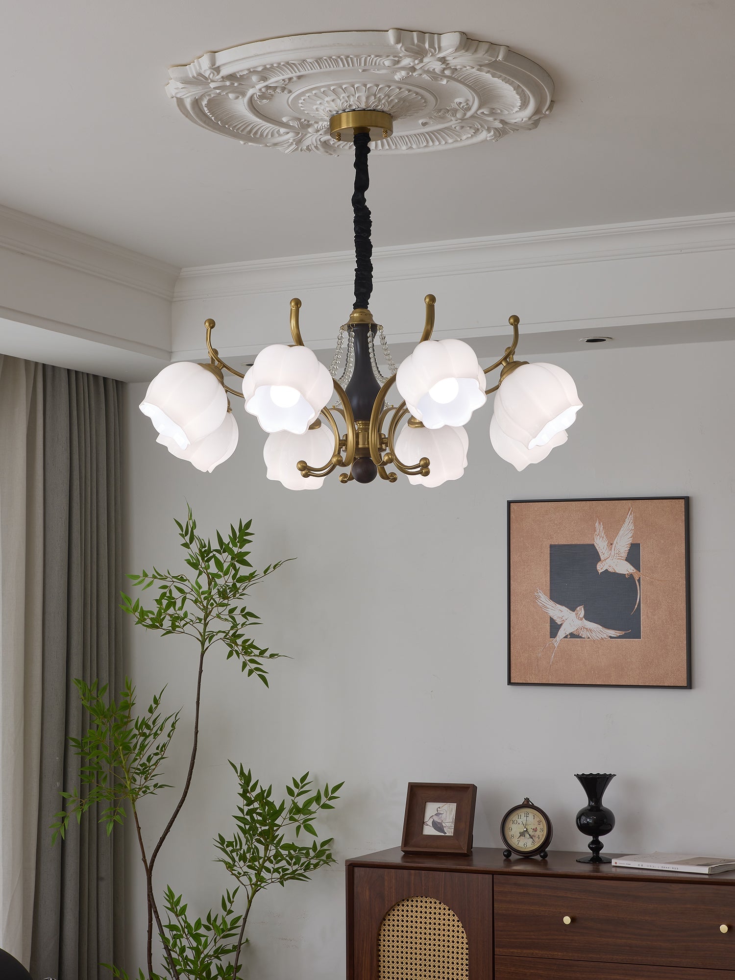 Lustra Lustre Bois Verre Vintage