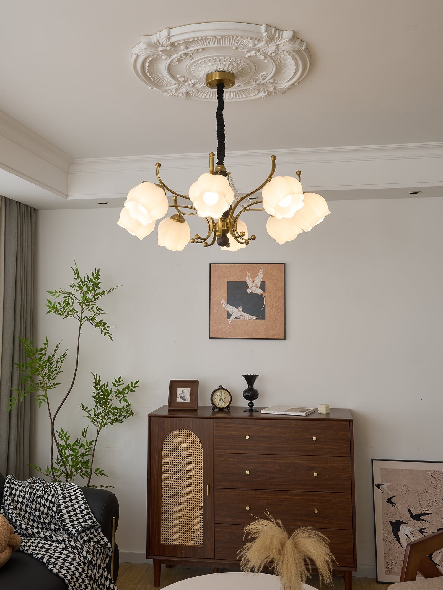Lustra Lustre Bois Verre Vintage