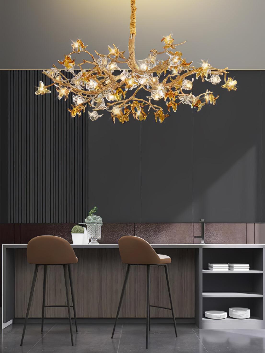 Ulfuvye Lustre Branche Laiton Cristal Luxueux