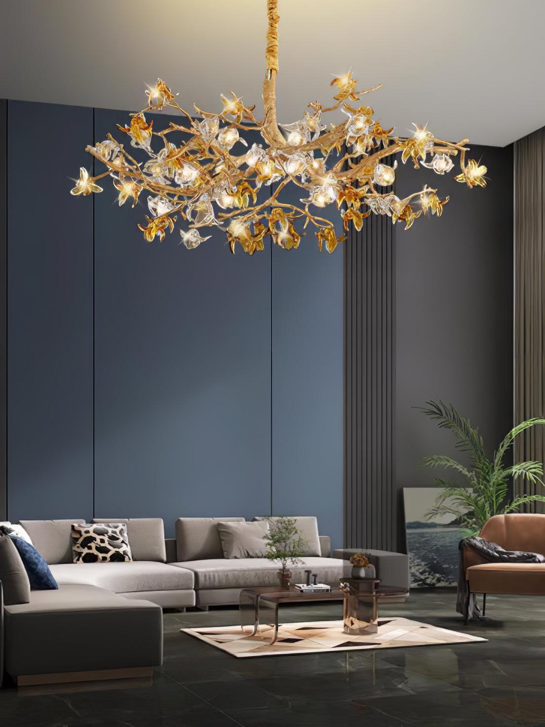 Ulfuvye Lustre Branche Laiton Cristal Luxueux