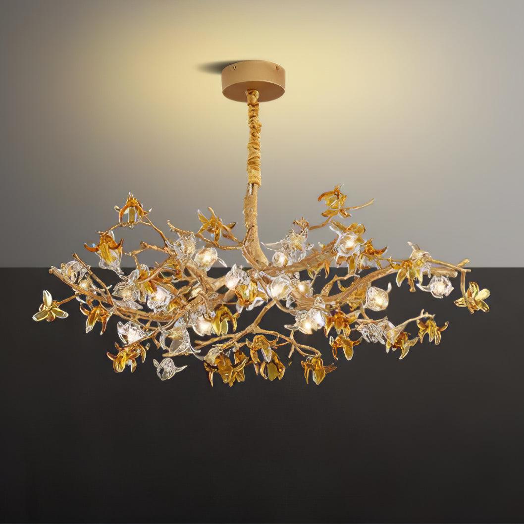 Ulfuvye Lustre Branche Laiton Cristal Luxueux