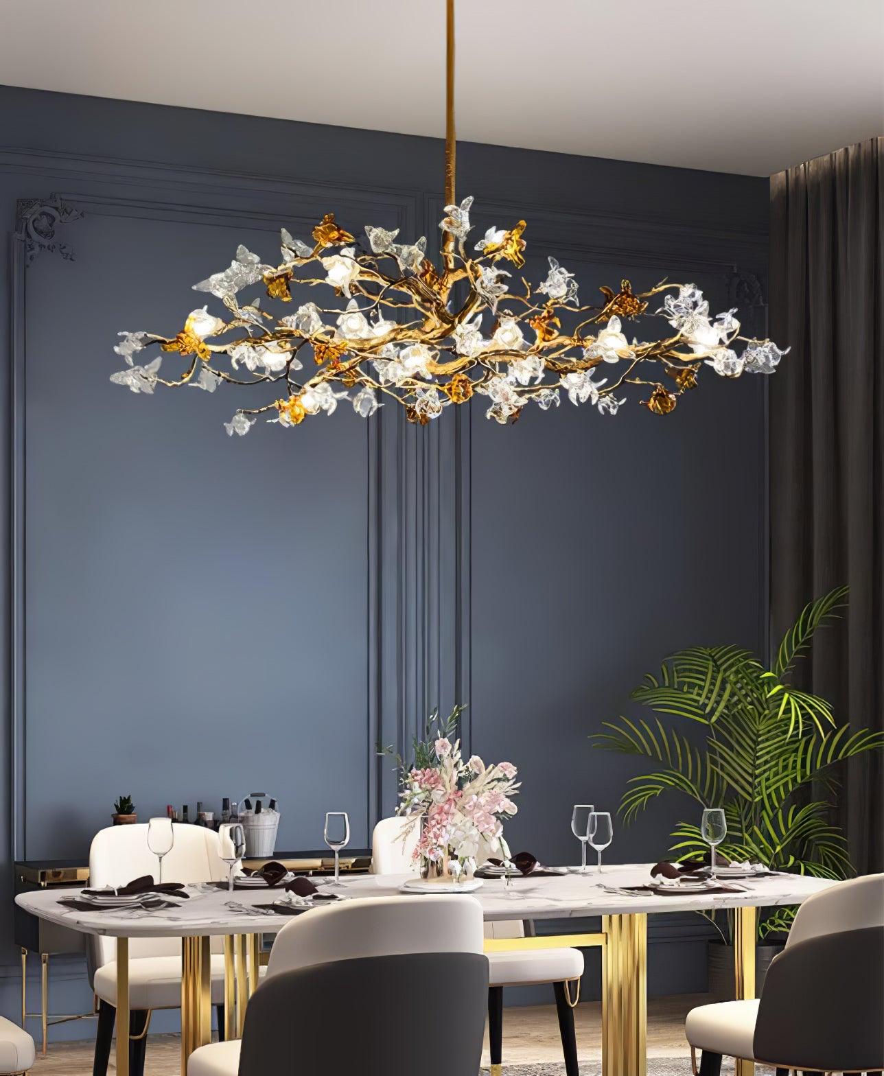 Ulfuvye Lustre Branche Laiton Cristal Luxueux