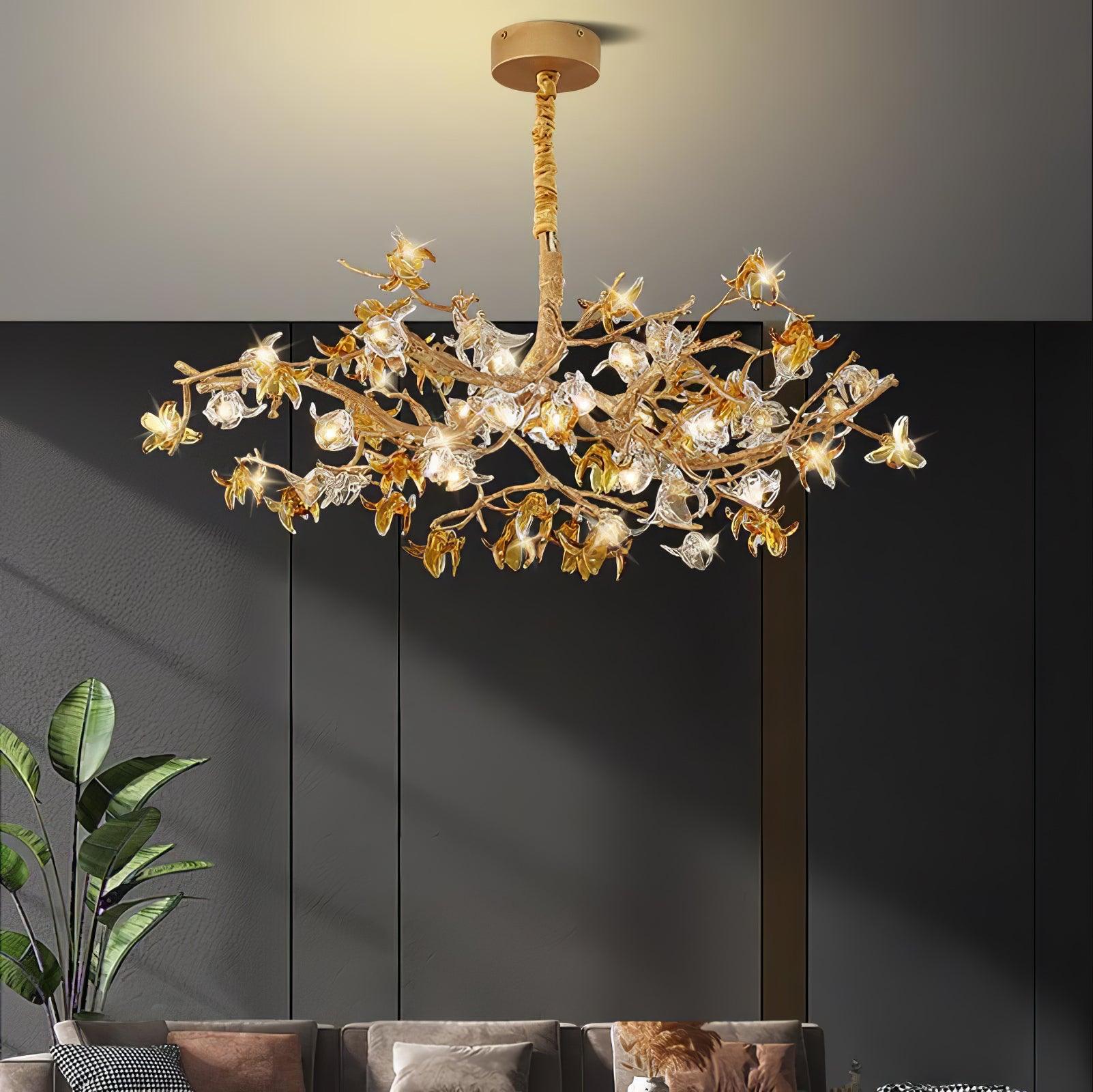 Ulfuvye Lustre Branche Laiton Cristal Luxueux