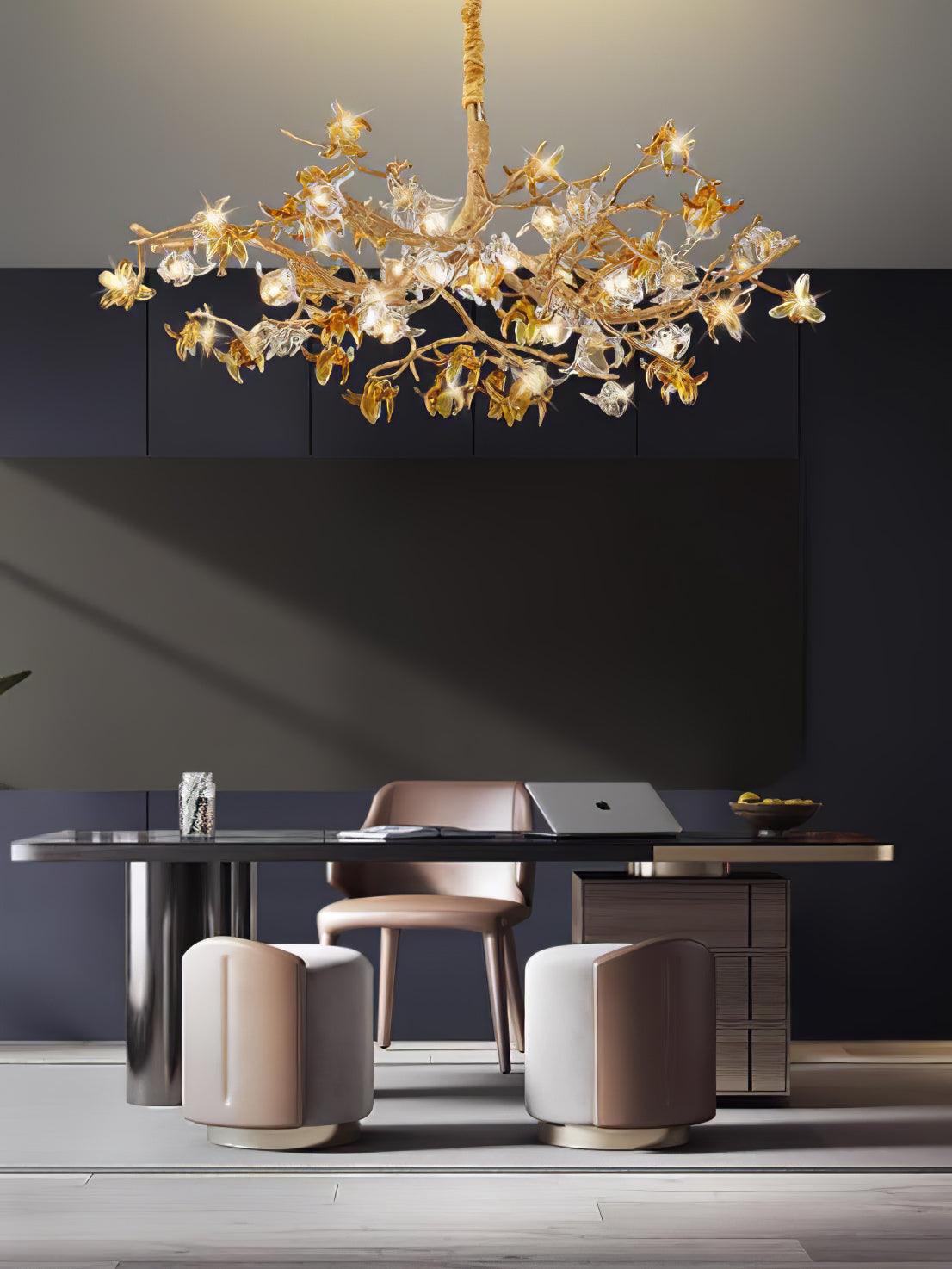 Ulfuvye Lustre Branche Laiton Cristal Luxueux