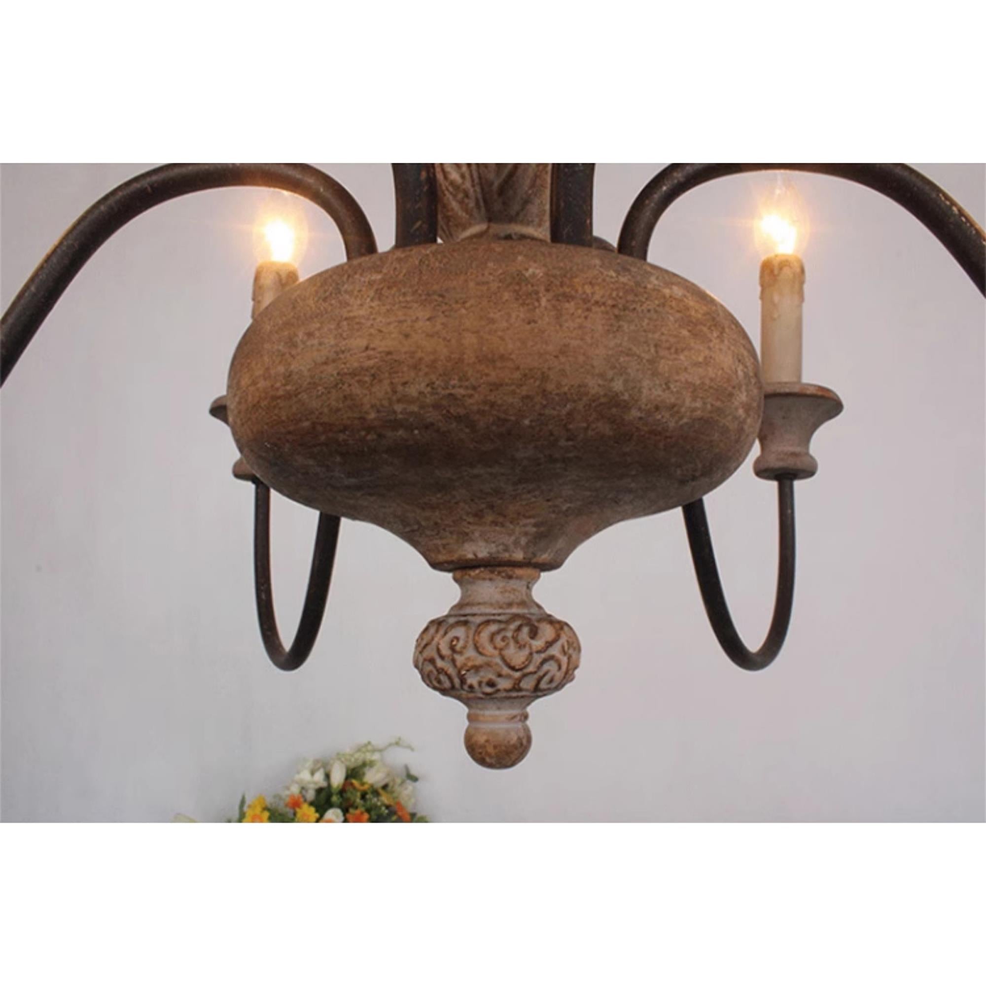 Ljomuvyi Lustre Traditionnel En Métal Et Bois De Style Ferme