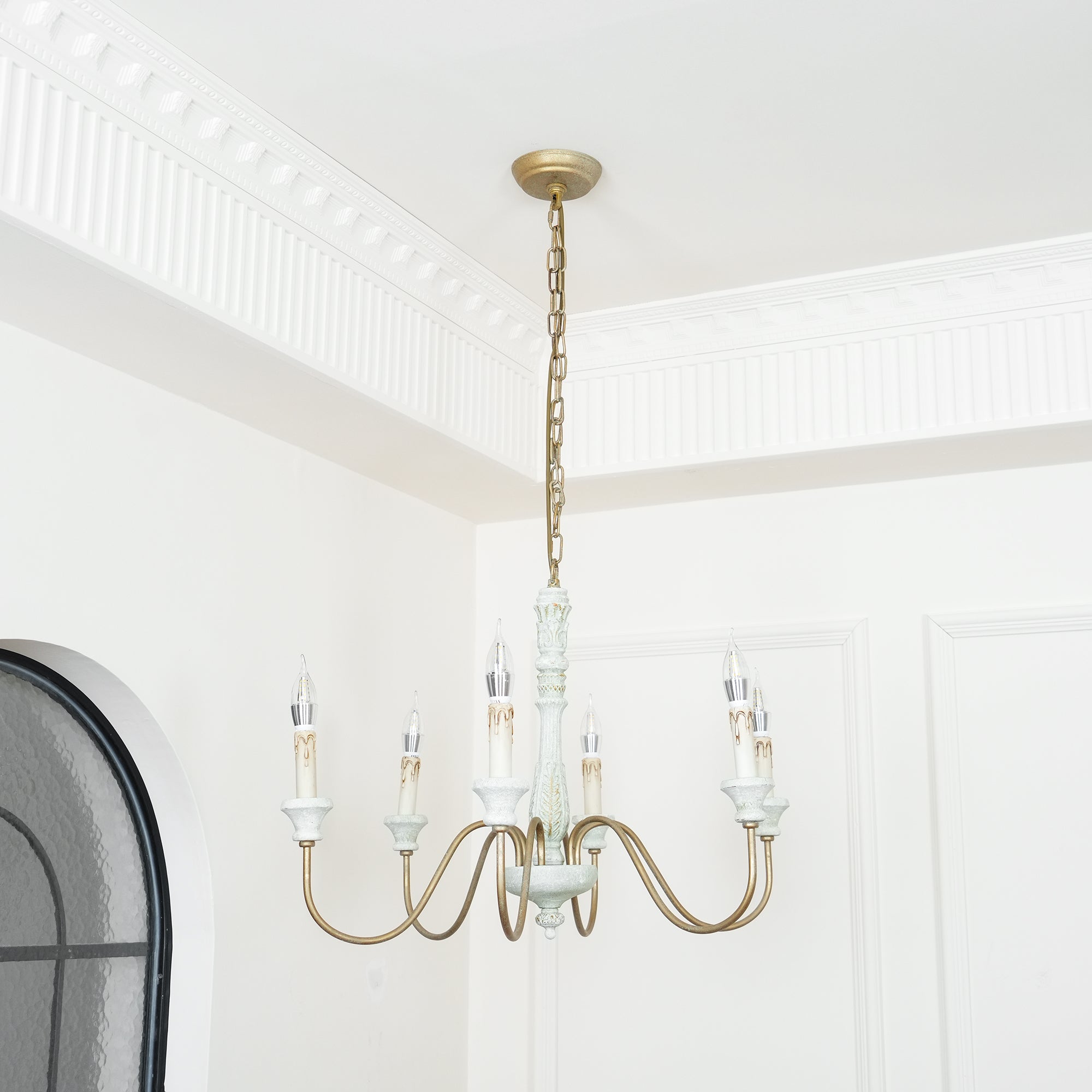 Ljomuvyi Lustre Traditionnel En Métal Et Bois De Style Ferme