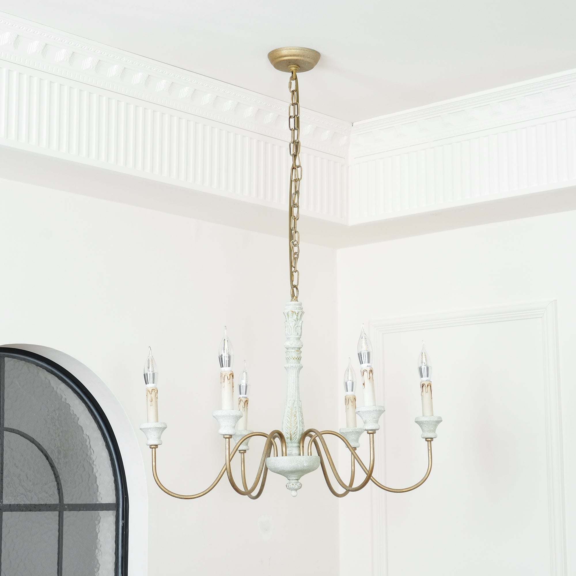 Ljomuvyi Lustre Traditionnel En Métal Et Bois De Style Ferme