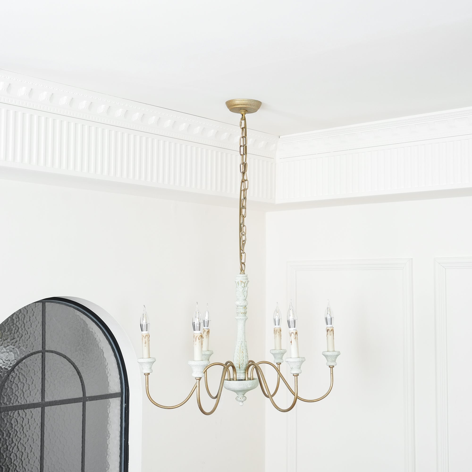 Ljomuvyi Lustre Traditionnel En Métal Et Bois De Style Ferme