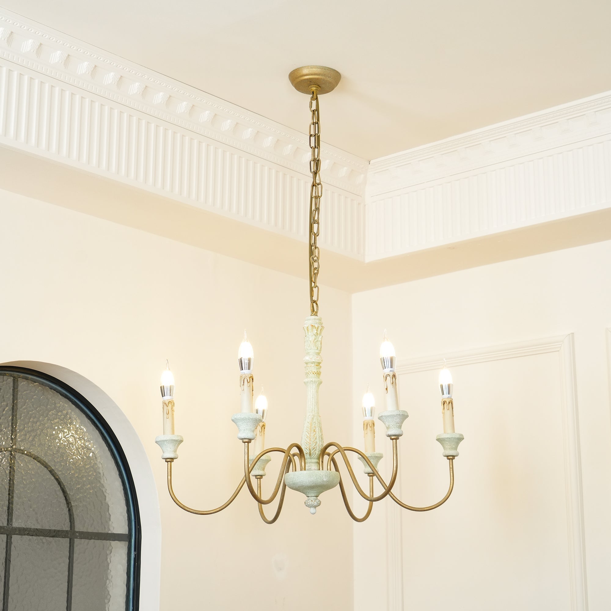 Ljomuvyi Lustre Traditionnel En Métal Et Bois De Style Ferme
