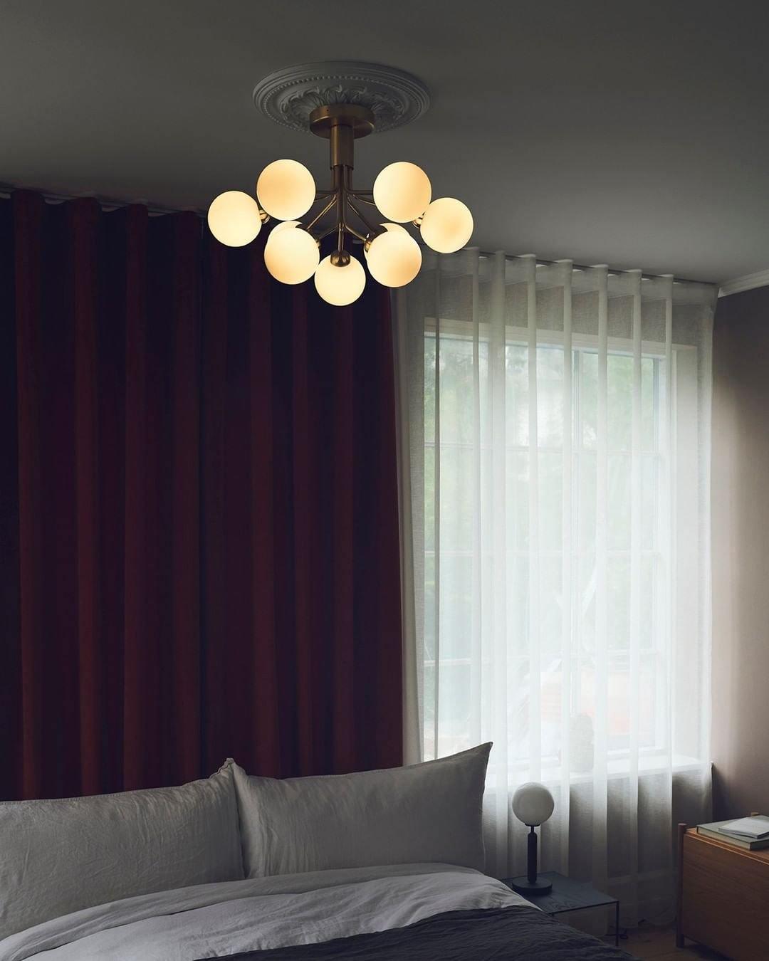 Lustra Suspension en Verre Globe Cluster Laiton