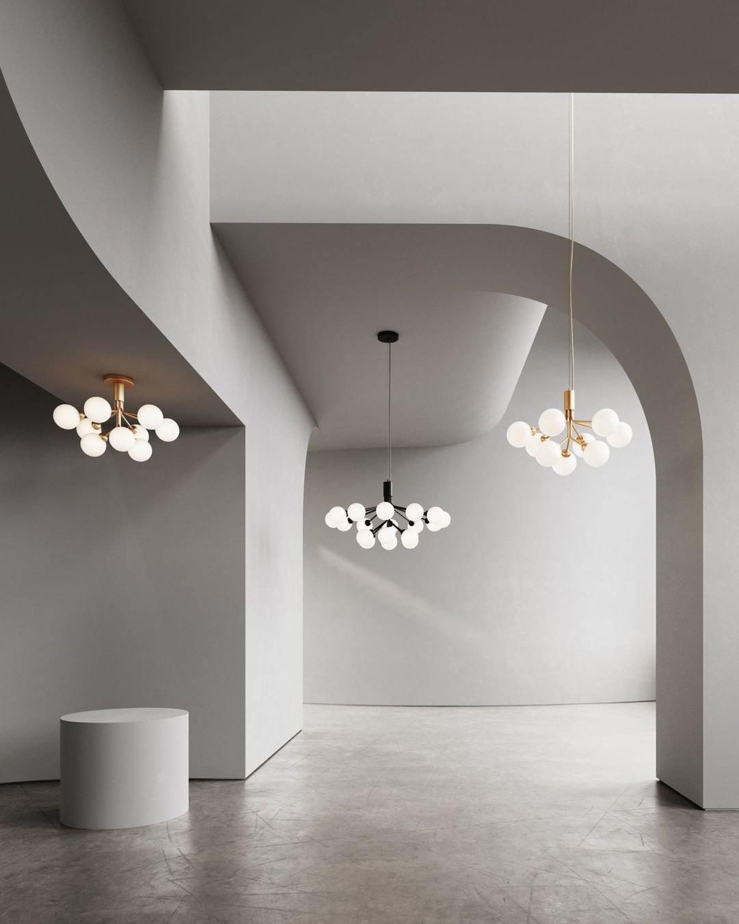 Lustra Suspension en Verre Globe Cluster Laiton