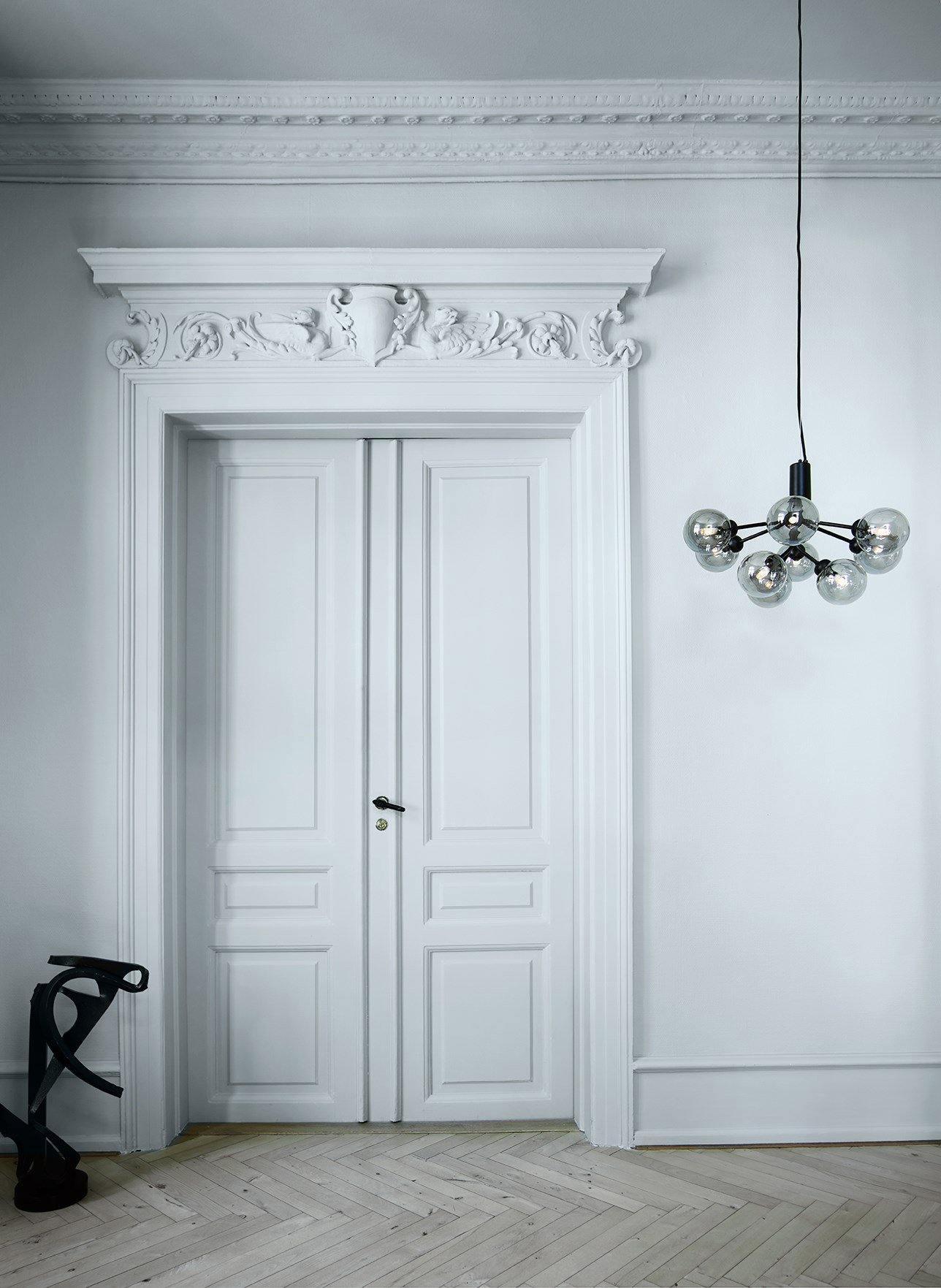 Lustra Suspension en Verre Globe Cluster Laiton