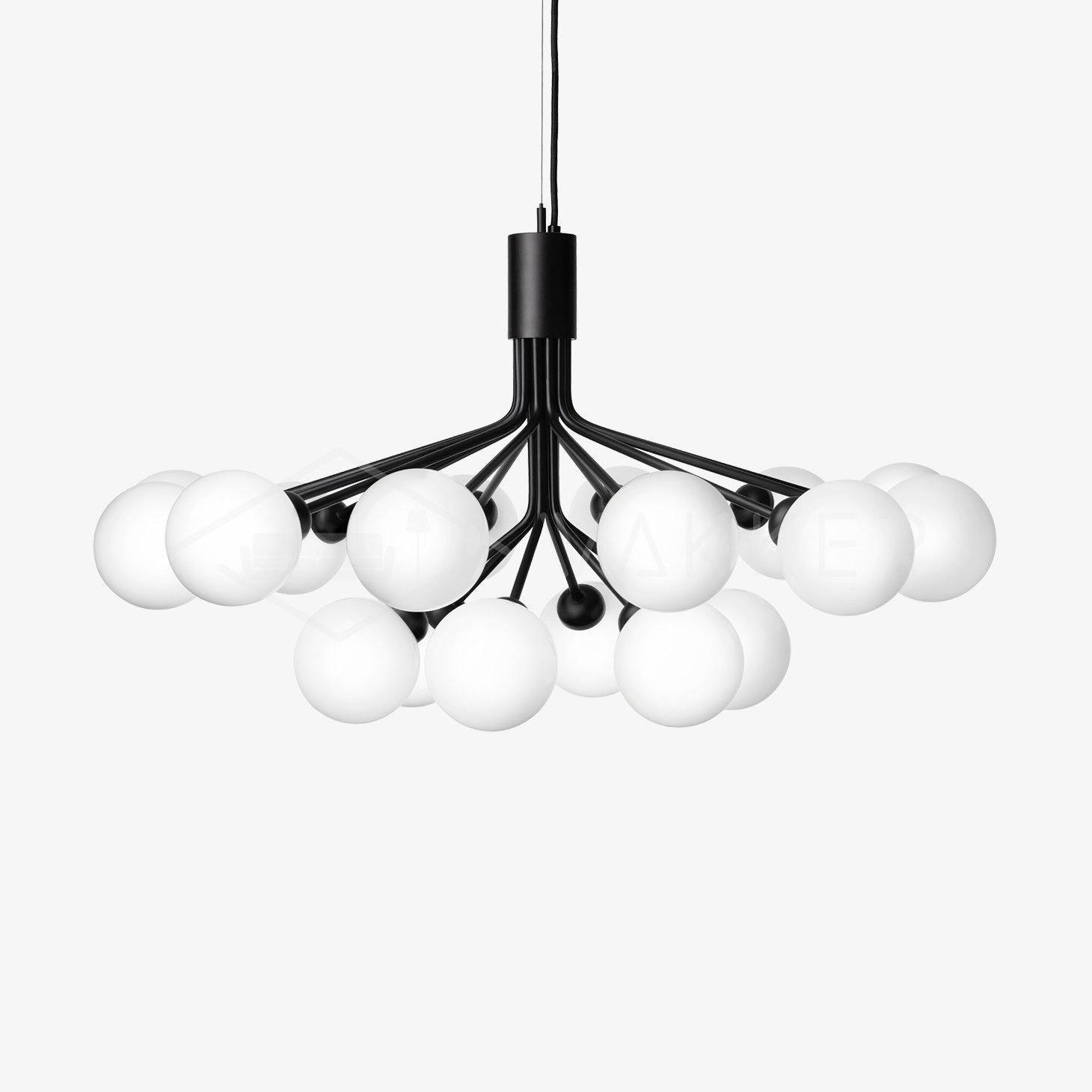 Lustra Suspension en Verre Globe Cluster Laiton