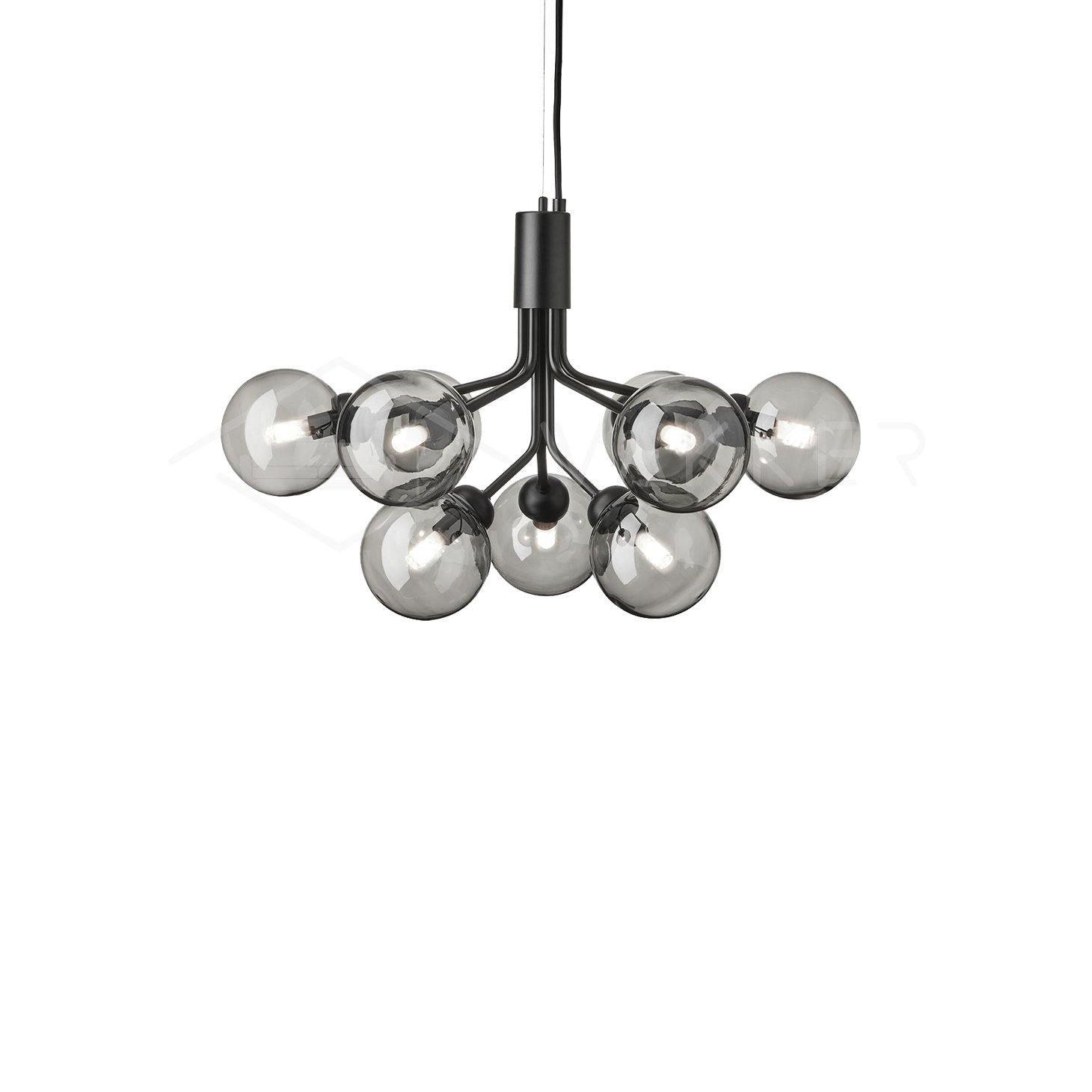 Lustra Suspension en Verre Globe Cluster Laiton
