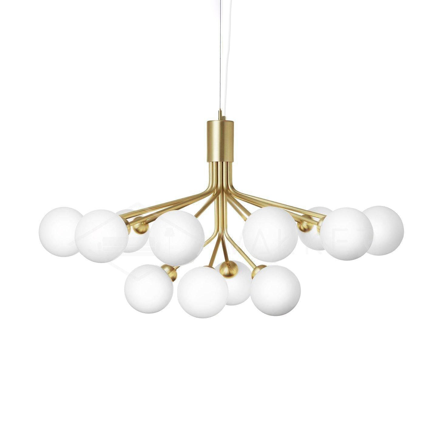 Lustra Suspension en Verre Globe Cluster Laiton