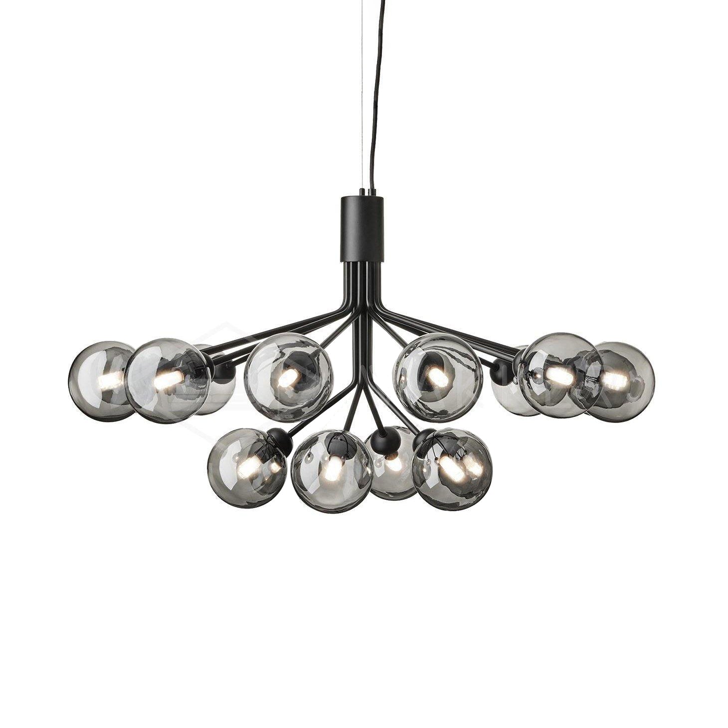Lustra Suspension en Verre Globe Cluster Laiton