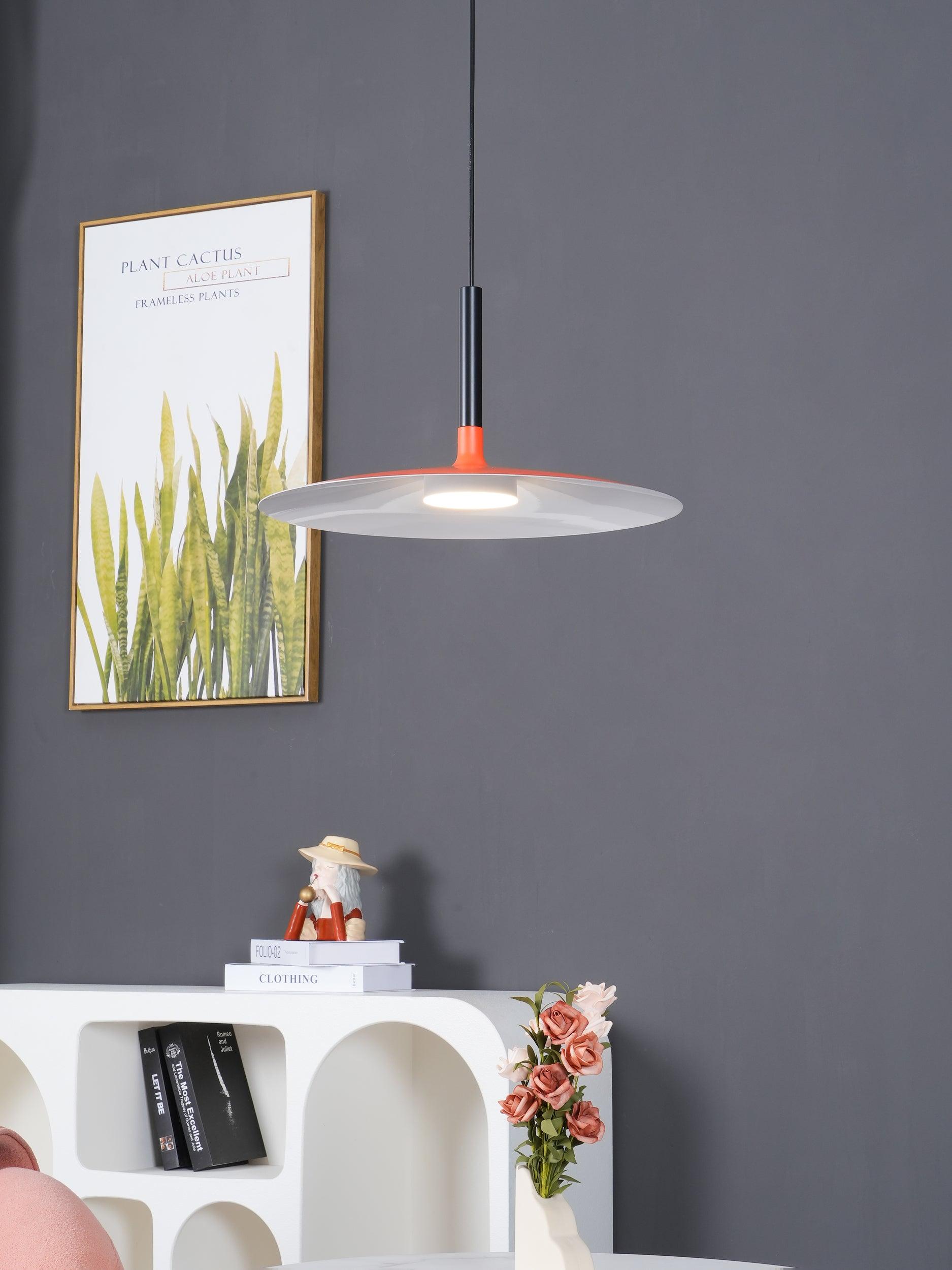 Lustra Suspension Lampe Disque Plat en Aluminium