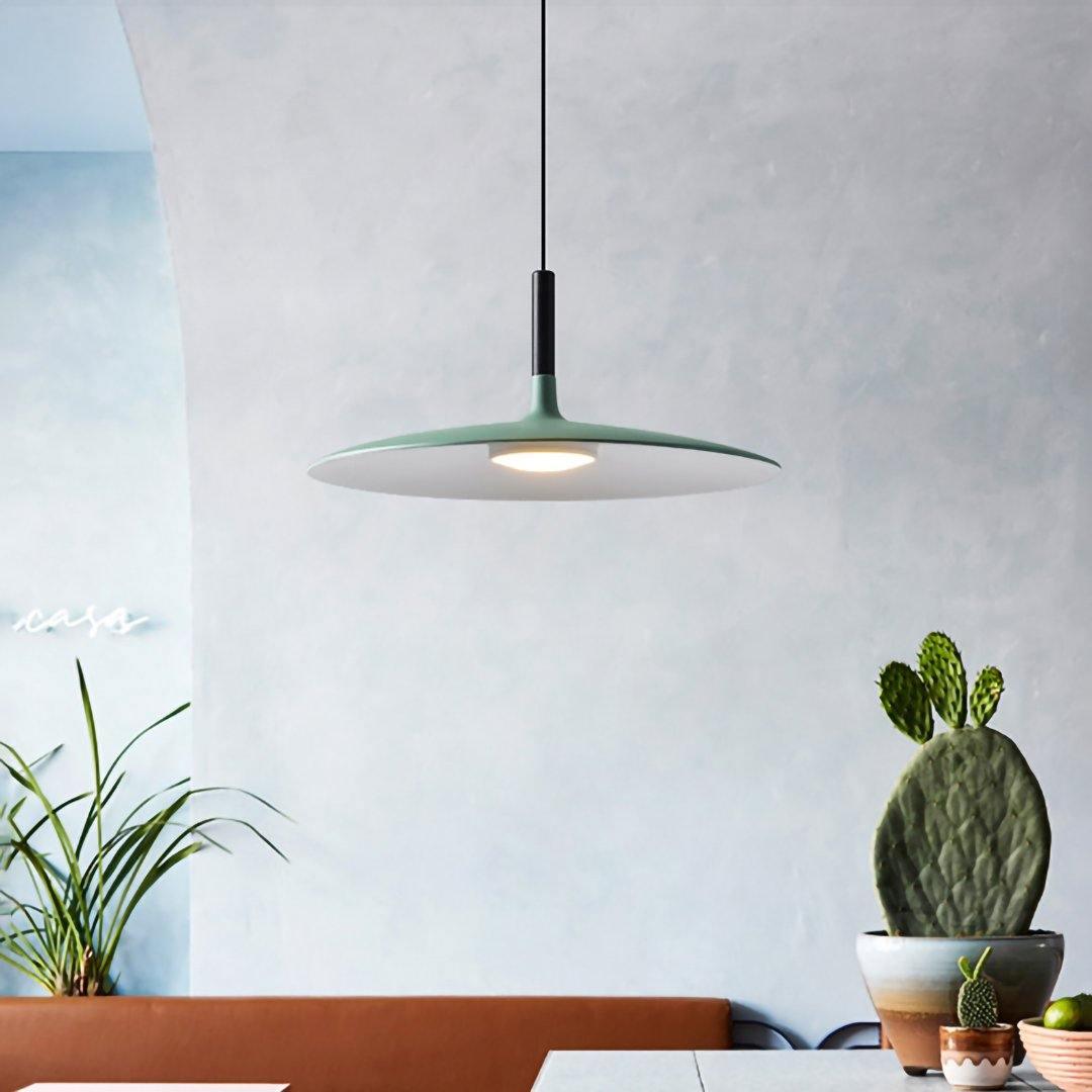 Lustra Suspension Lampe Disque Plat en Aluminium