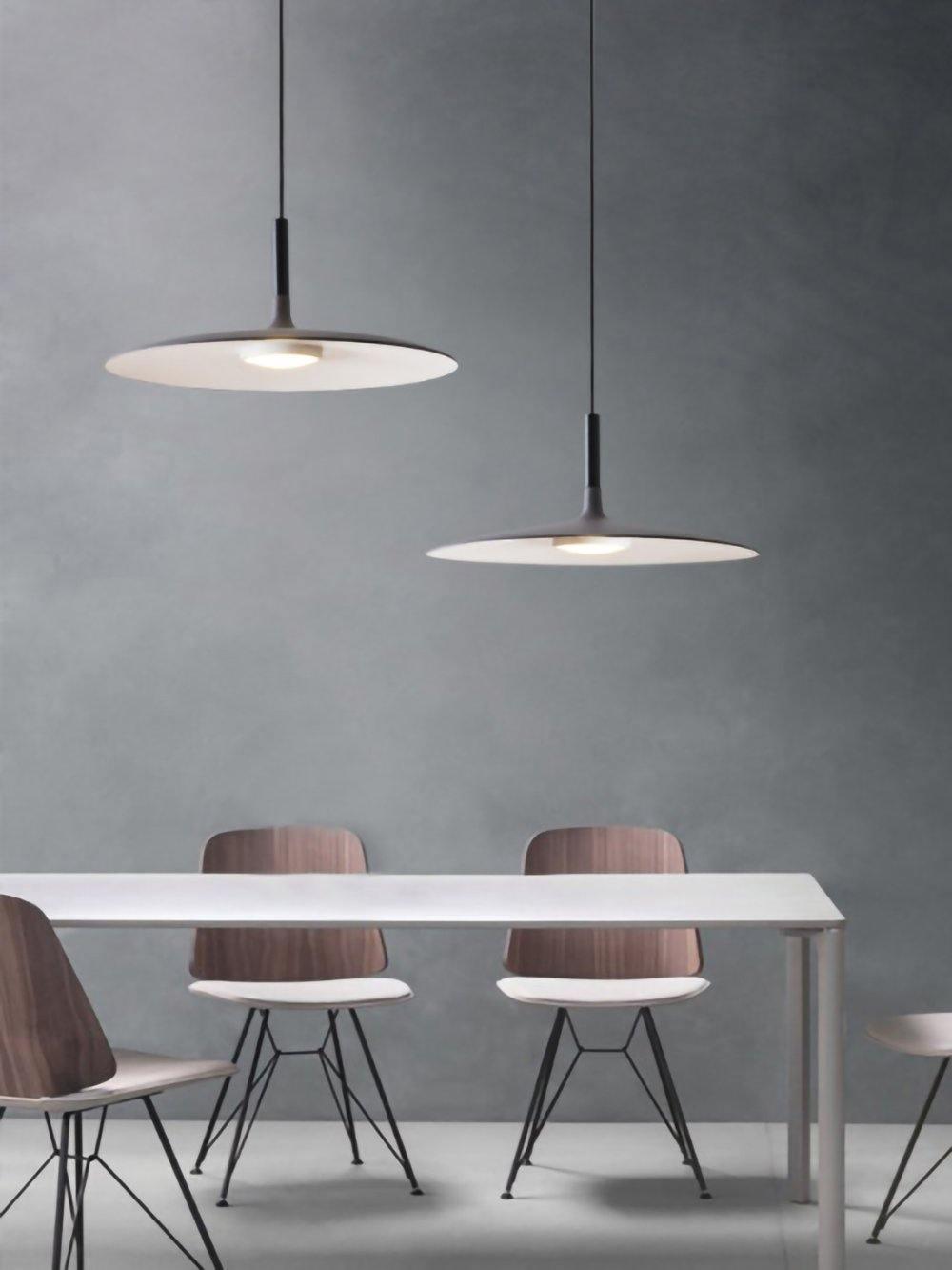 Lustra Suspension Lampe Disque Plat en Aluminium