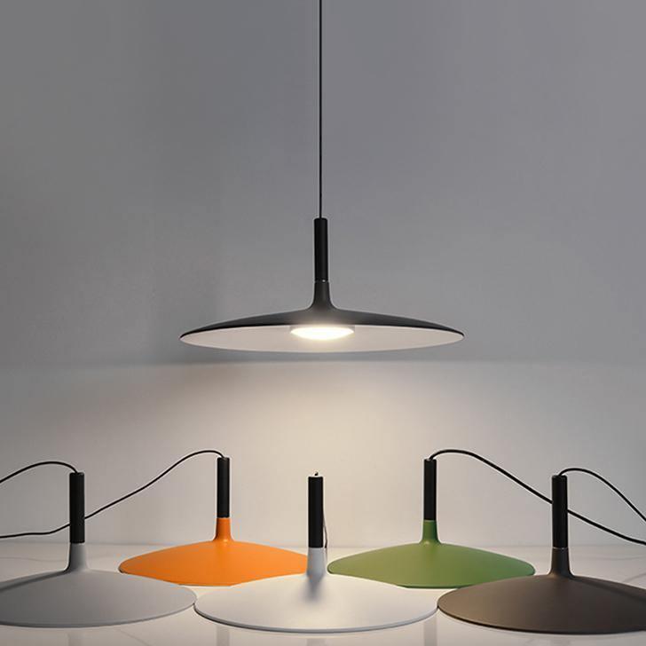 Lustra Suspension Lampe Disque Plat en Aluminium
