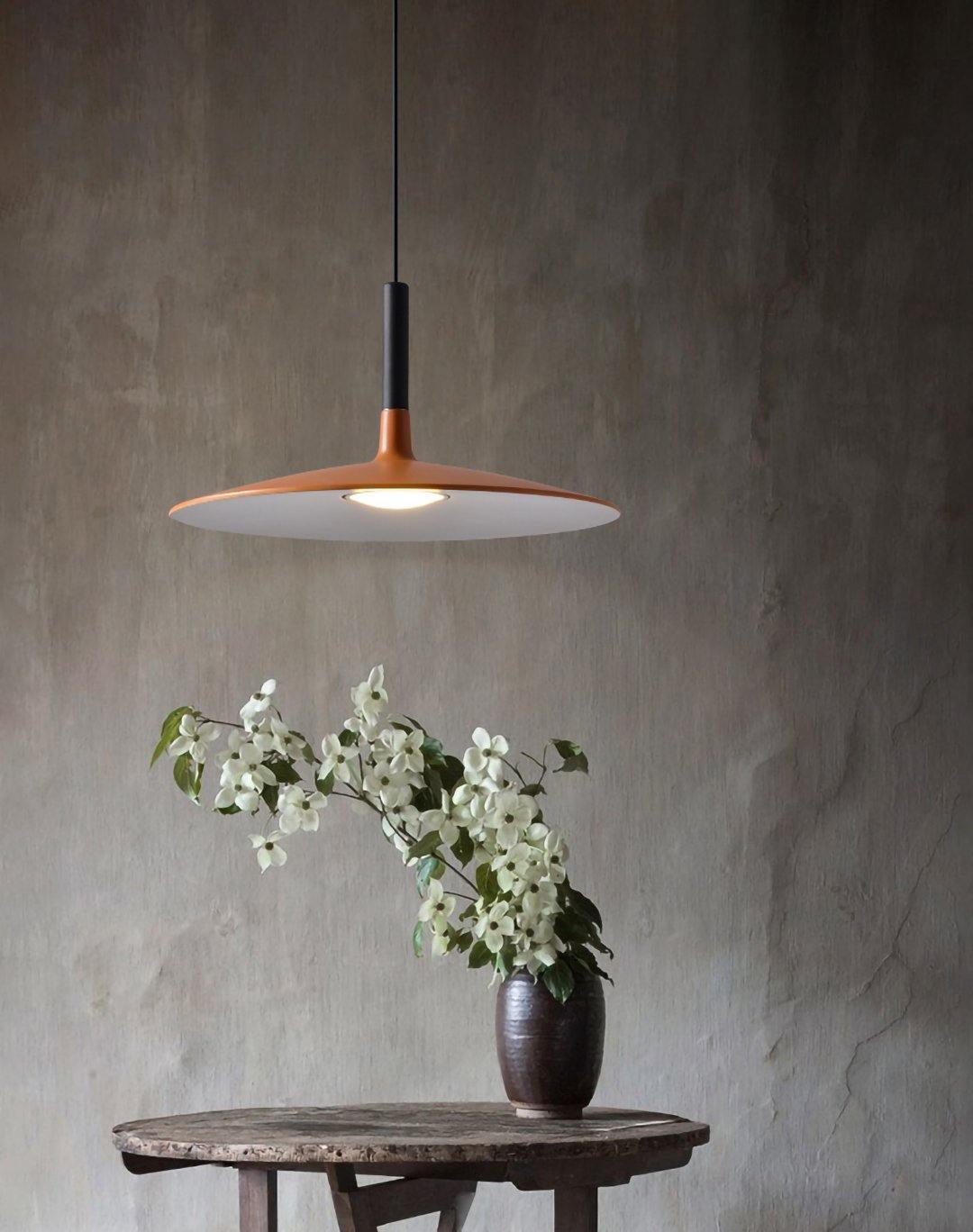 Lustra Suspension Lampe Disque Plat en Aluminium
