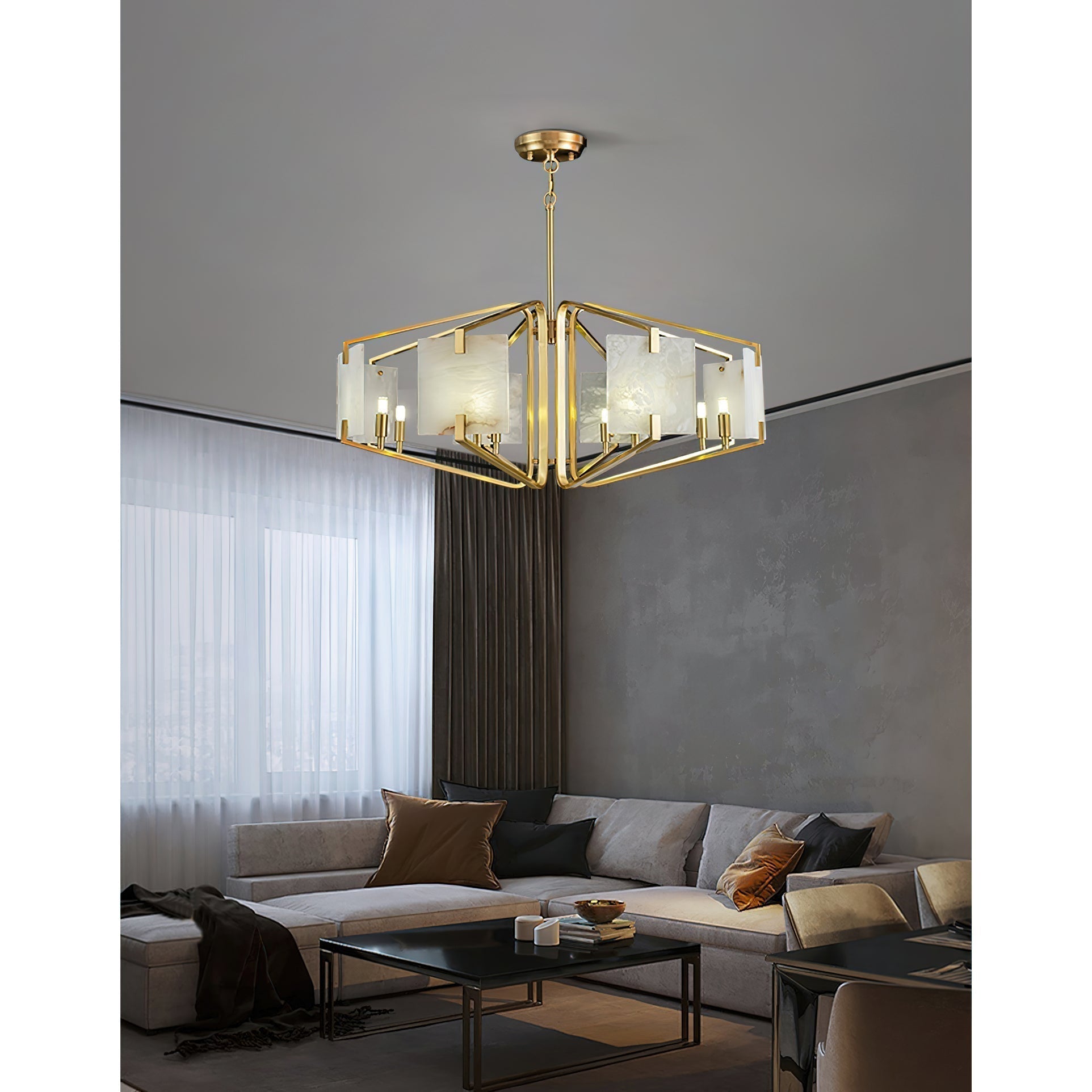 Plotuvys Lustre Laiton Albâtre Luxe Postmoderne