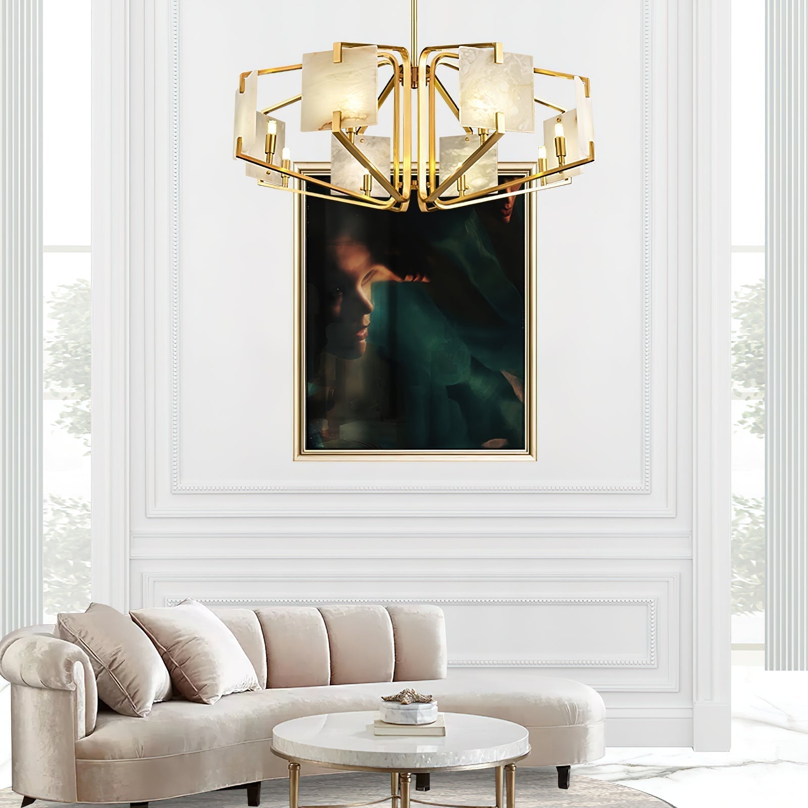Plotuvys Lustre Laiton Albâtre Luxe Postmoderne