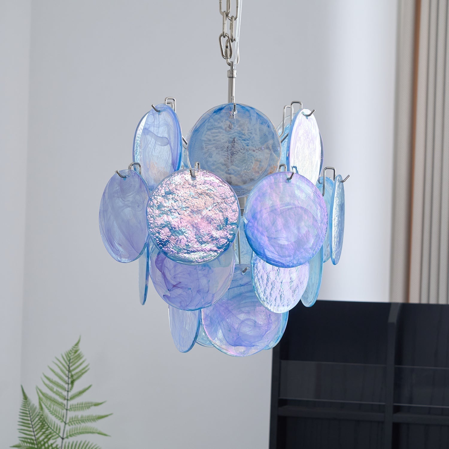 Aurora Lustre Verre Murano Bleu Aqua