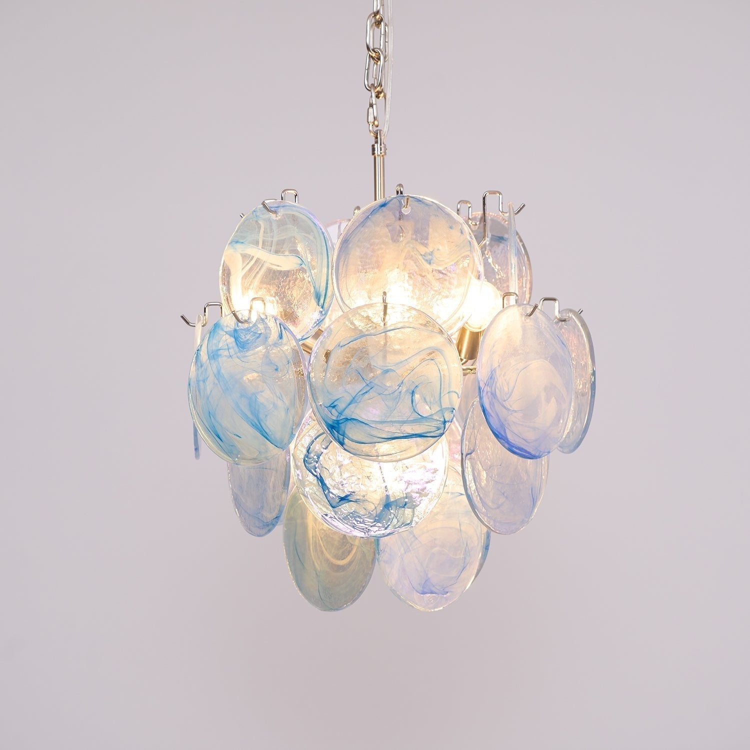 Aurora Lustre Verre Murano Bleu Aqua