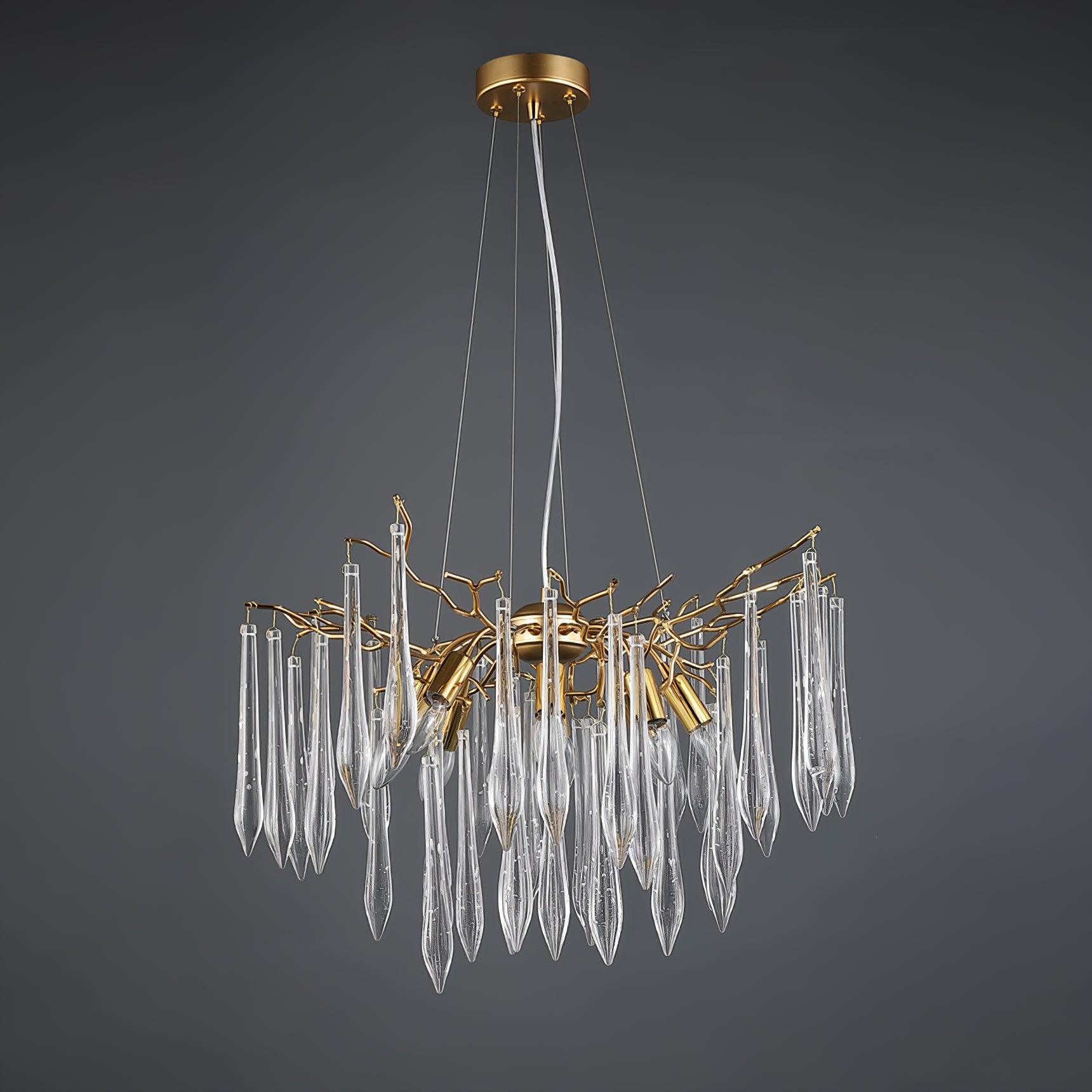 Lustra Lustre Branches Cristal Suspension Sculpturale Artistique