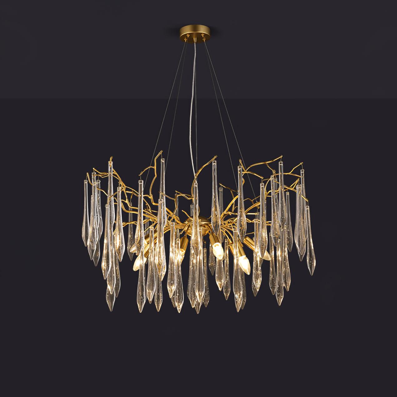 Lustra Lustre Branches Cristal Suspension Sculpturale Artistique