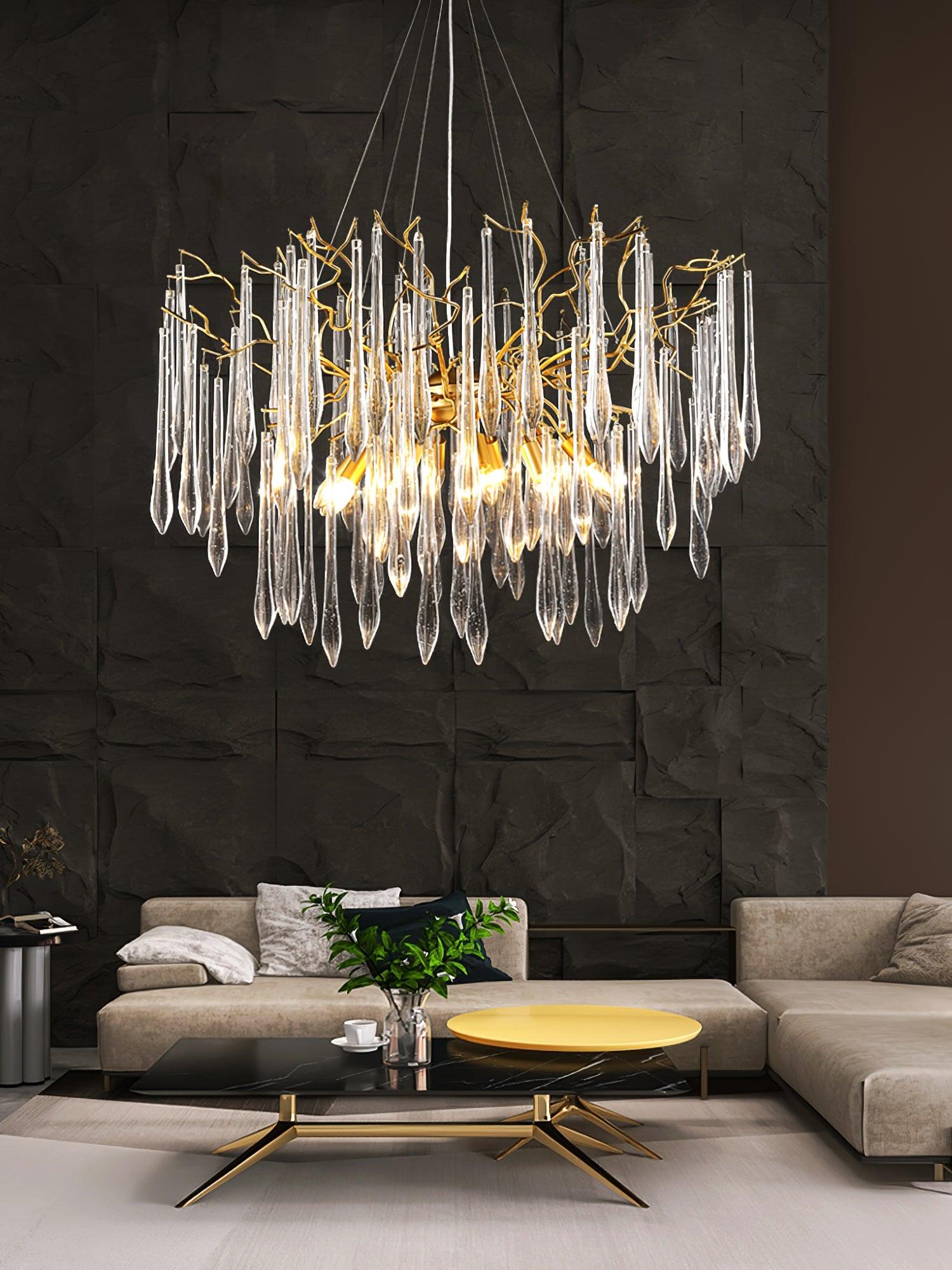 Lustra Lustre Branches Cristal Suspension Sculpturale Artistique