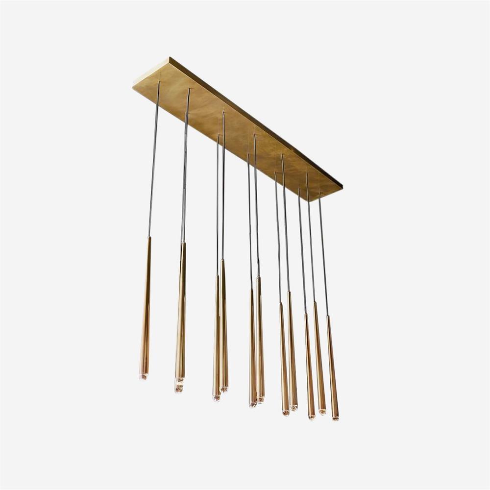 Aurance Lustre avec abat-jours en laiton poli et cristal Minimaliste