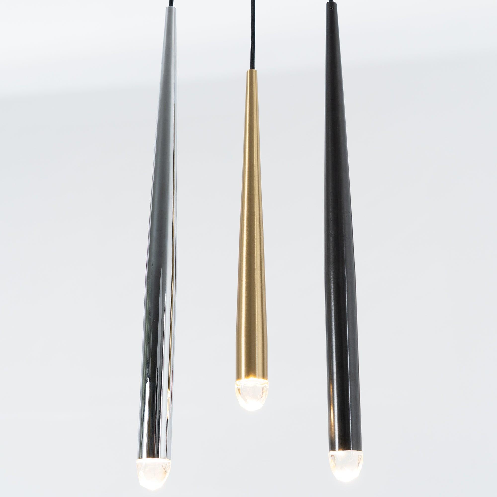 Aurance Lustre avec abat-jours en laiton poli et cristal Minimaliste