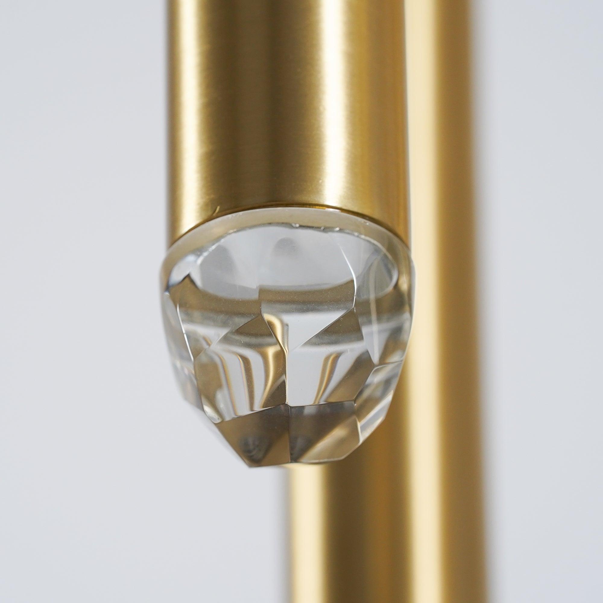 Aurance Lustre avec abat-jours en laiton poli et cristal Minimaliste