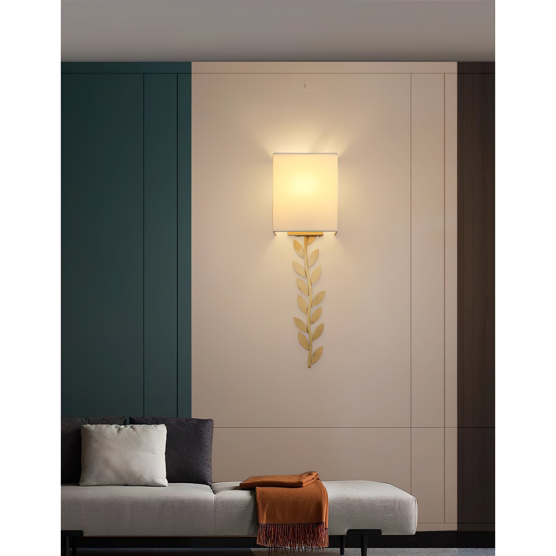 Plotuvyo Lampe Murale Métal Laiton Tissu Grove Minimaliste Moderne