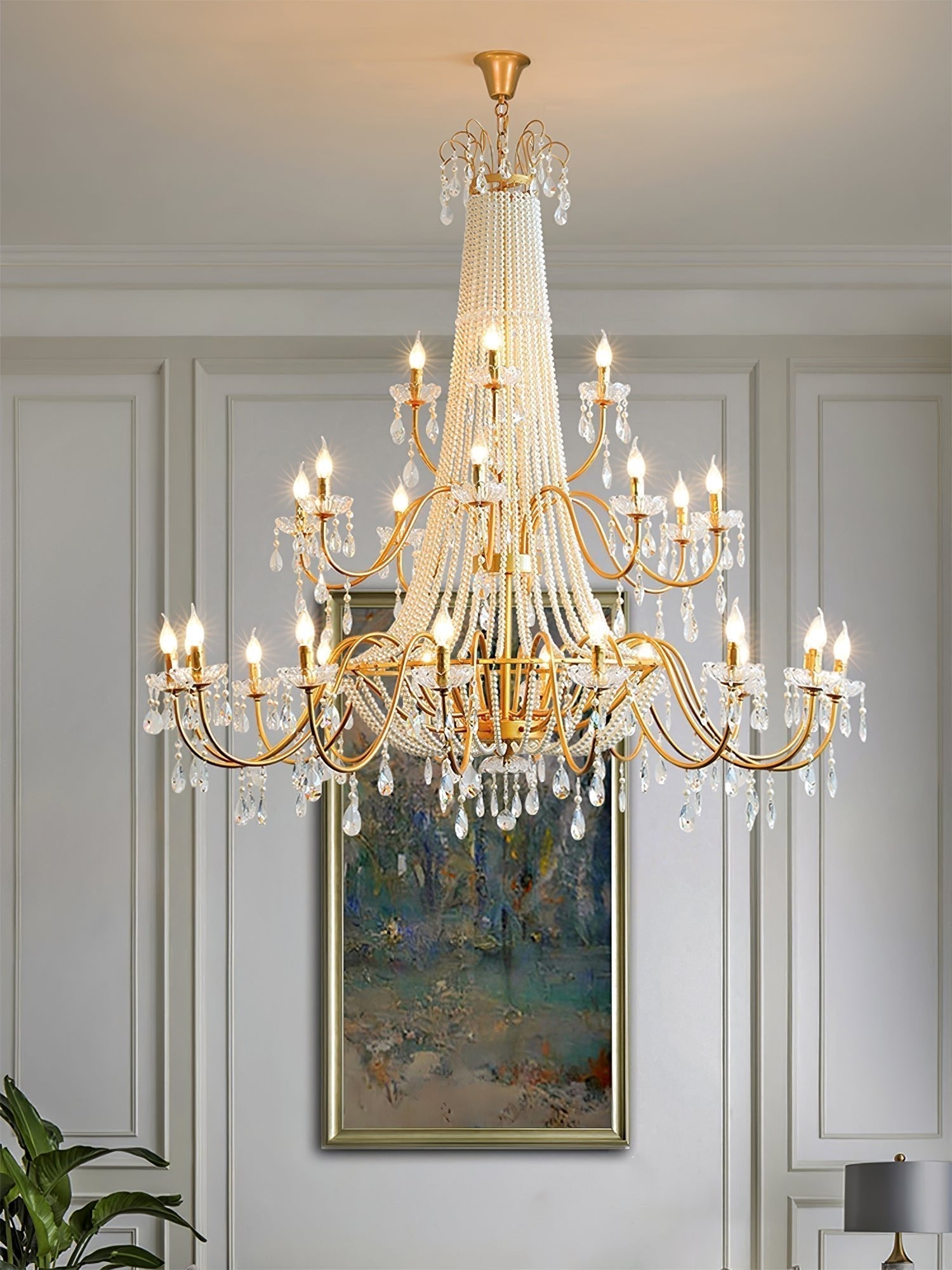 Eurvaros Lustre vintage en cristal et laiton